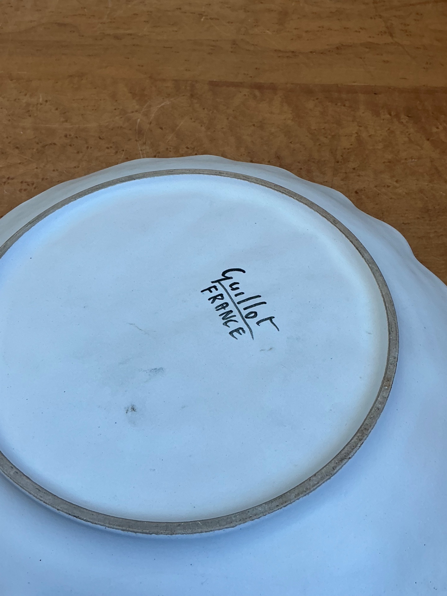 Vintage French Scallop Shell Ceramic Dish - Top view