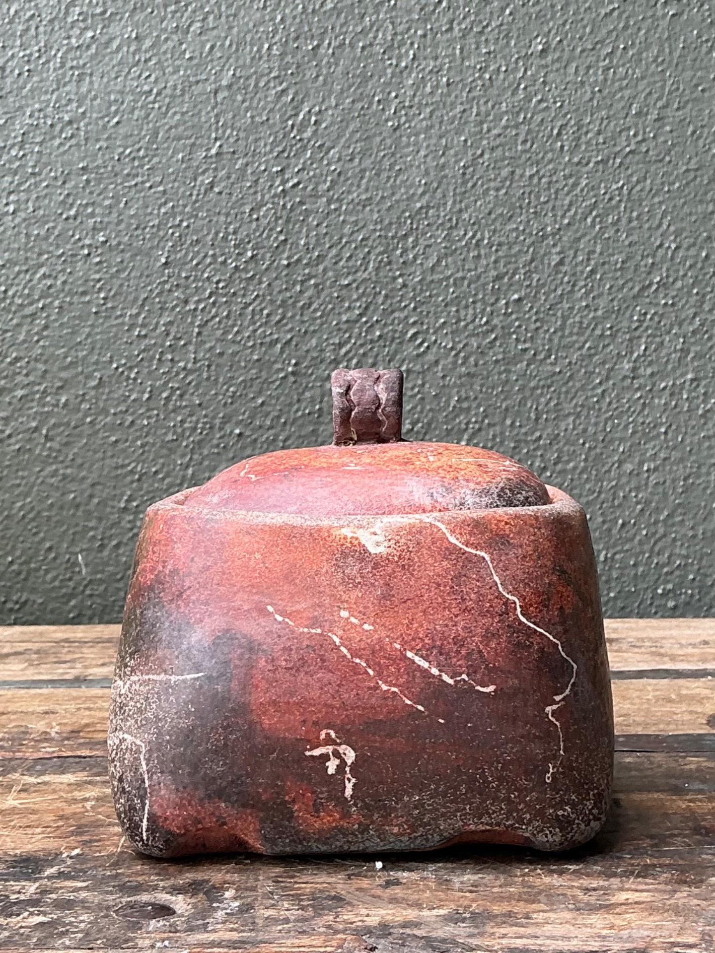 Vintage Studio Pottery Lidded Ceramic Jar - Side view