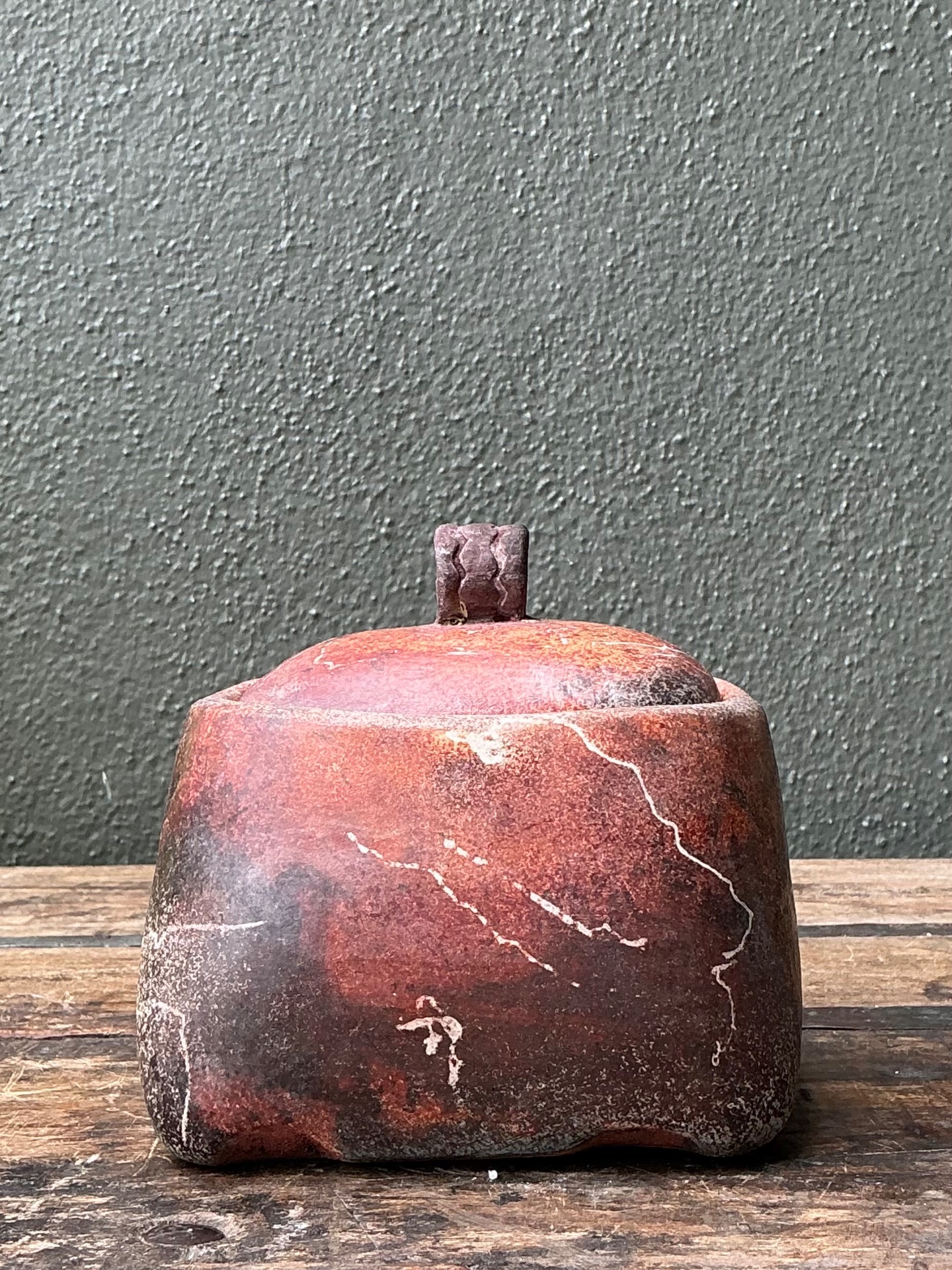 Vintage Studio Pottery Lidded Ceramic Jar - Top view