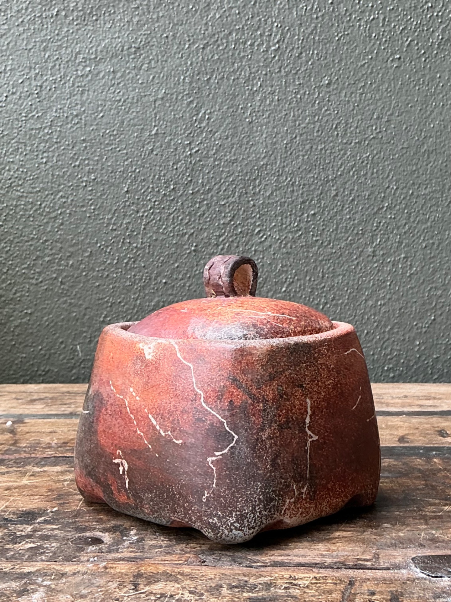 Vintage Studio Pottery Lidded Ceramic Jar - Detail view