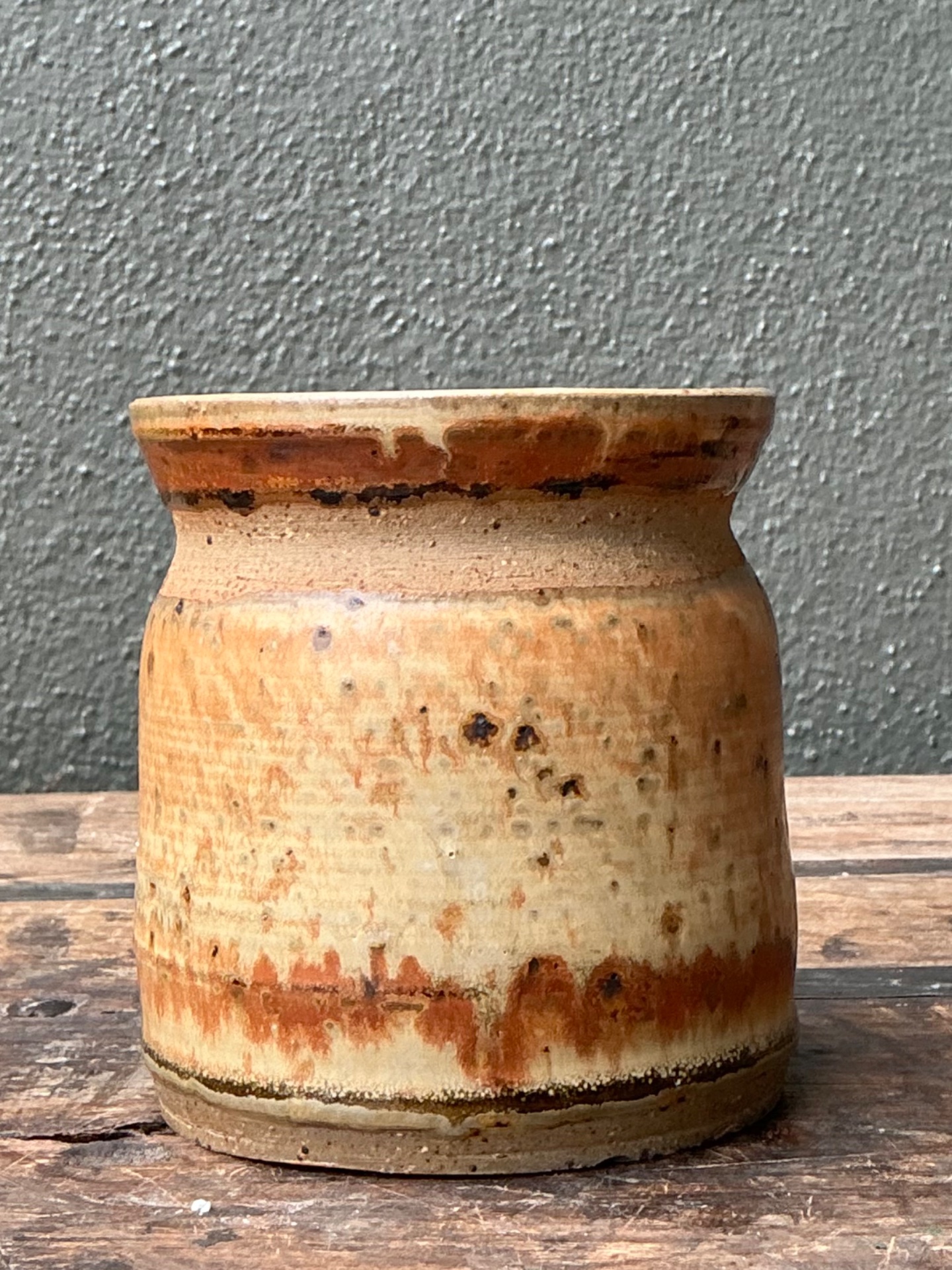 Vintage Studio Pottery Glazed Ceramic Vase - Top view