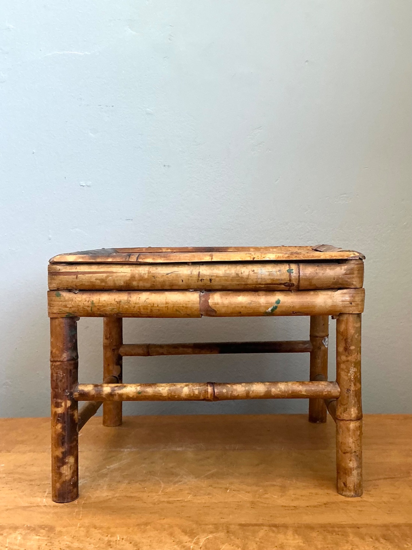 Vintage Bamboo Accent Table - Side view