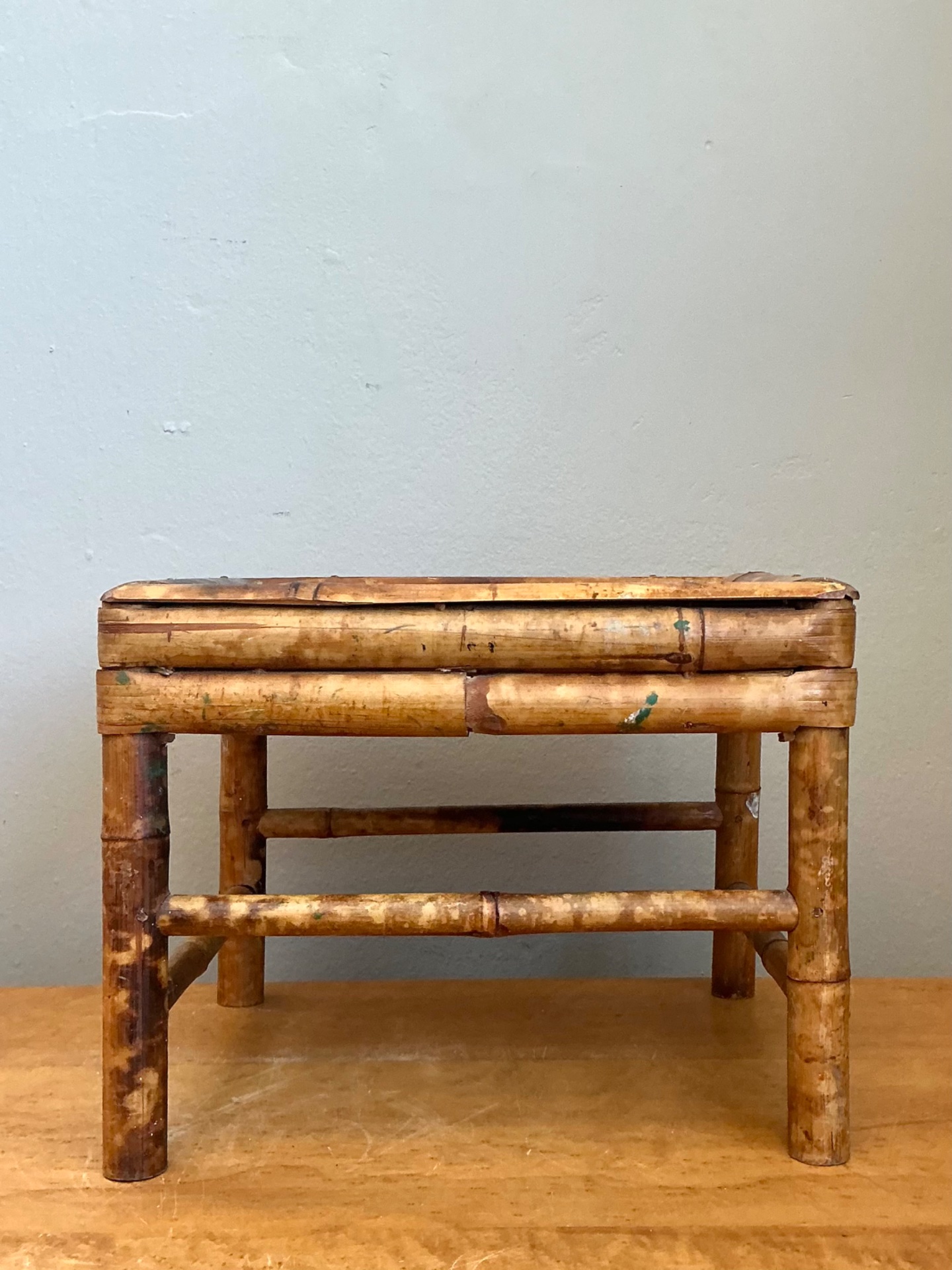Vintage Bamboo Accent Table - Side view