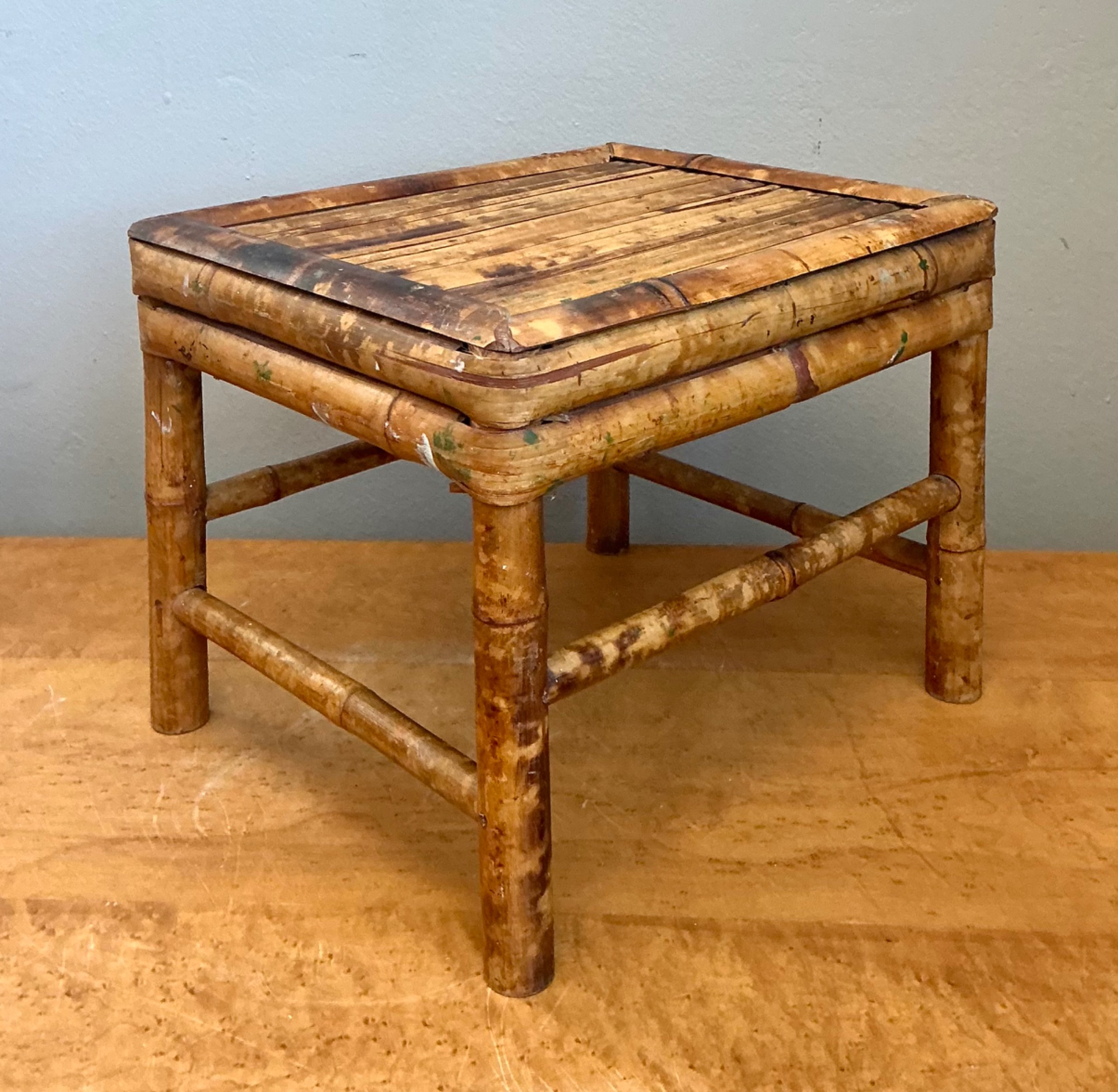 Vintage Bamboo Accent Table - Top view