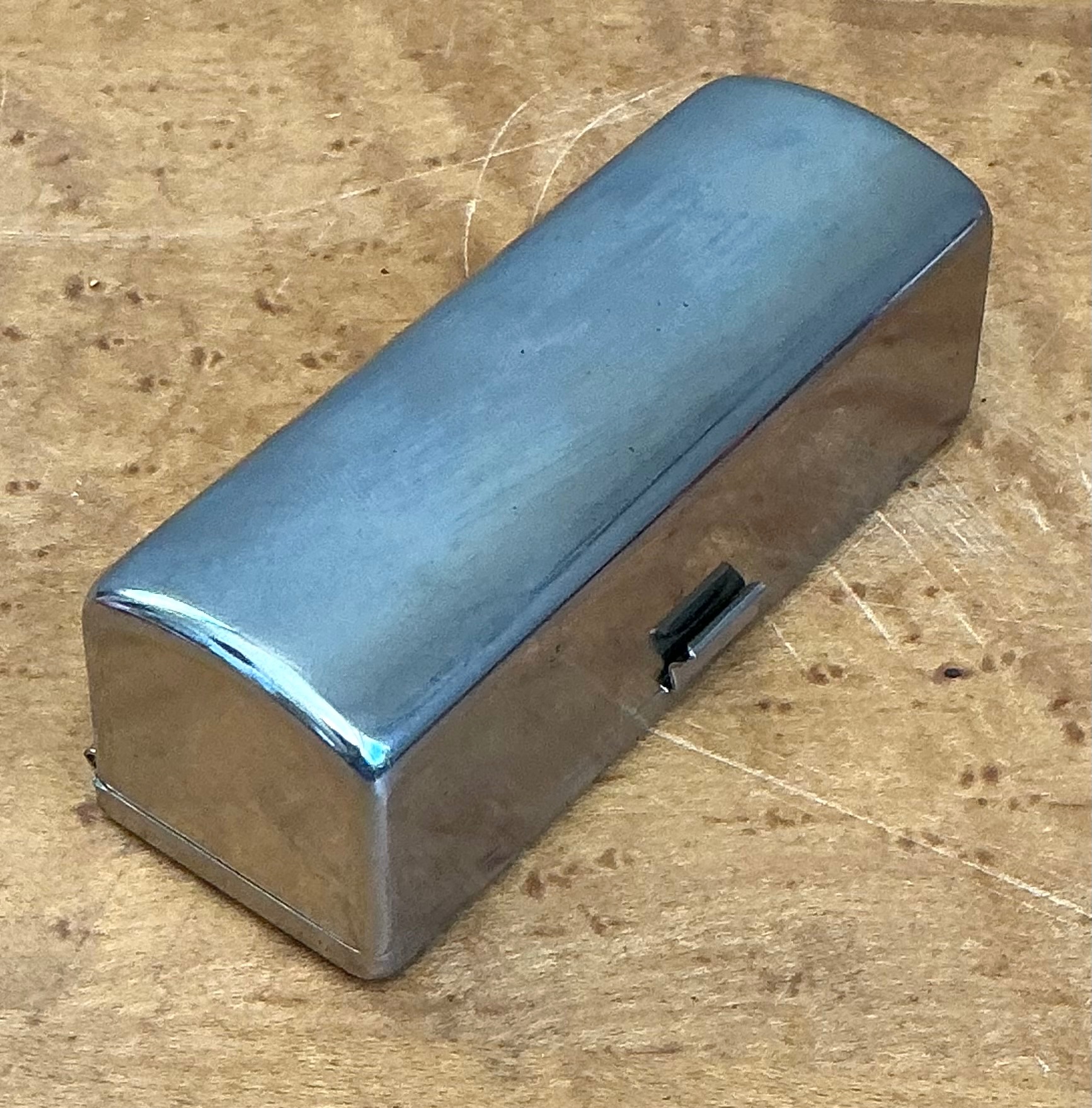 Vintage Engraved Metal Lipstick Case - Side view
