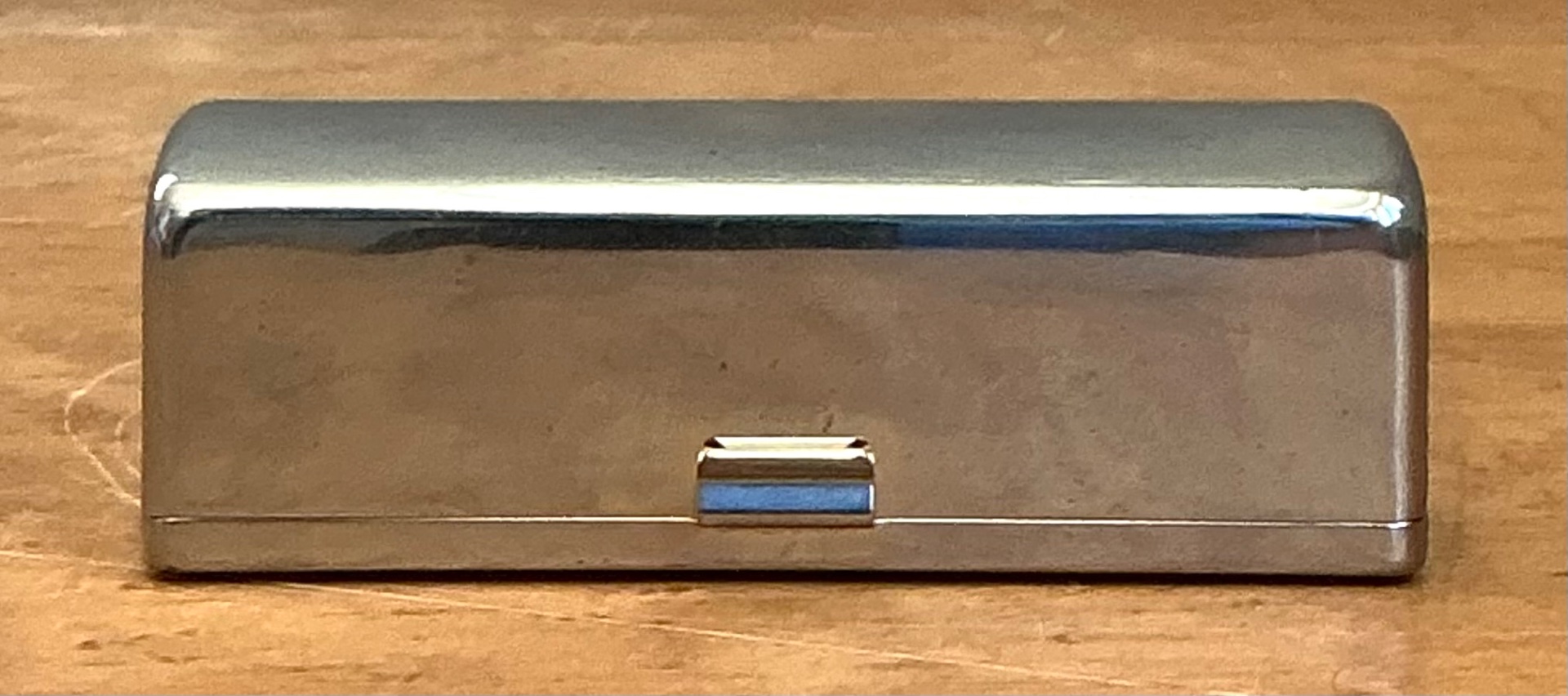Vintage Engraved Metal Lipstick Case - Top view