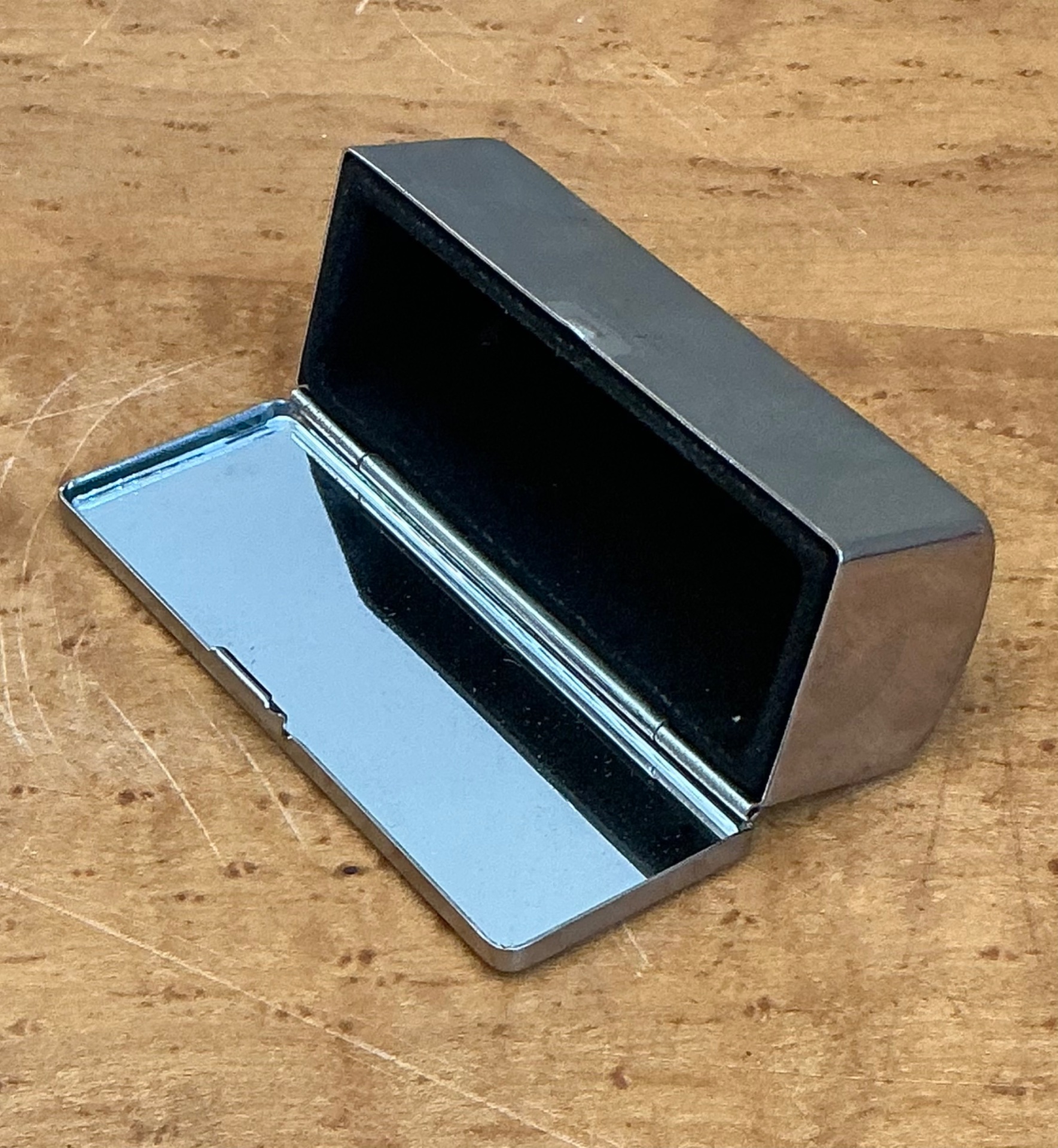 Vintage Engraved Metal Lipstick Case - Top view
