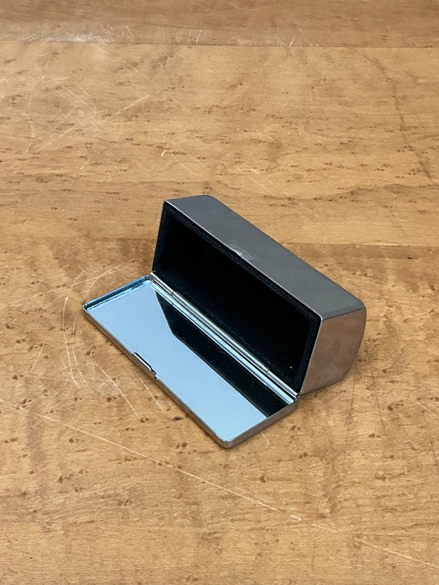 Vintage Engraved Metal Lipstick Case - Side view