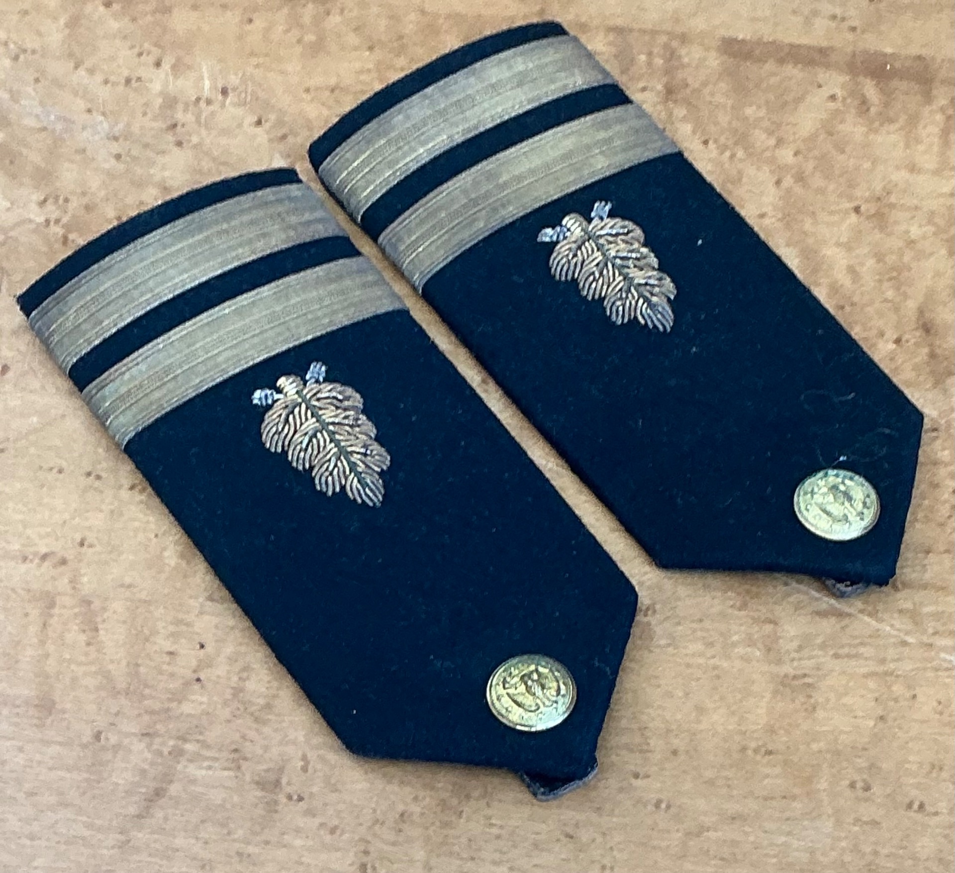Vintage Navy Epaulettes with Gold Embroidery - Detail view
