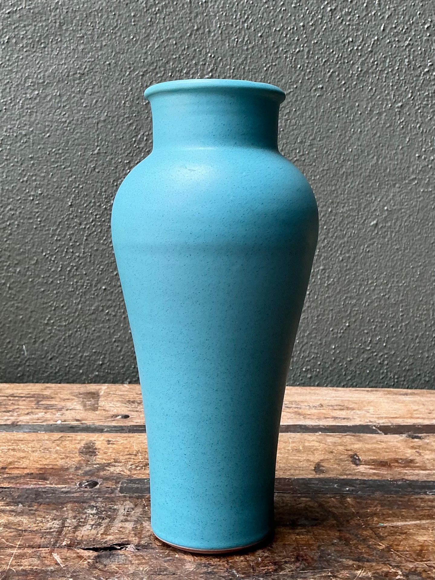 Vintage Studio Pottery Blue Vase - Side view