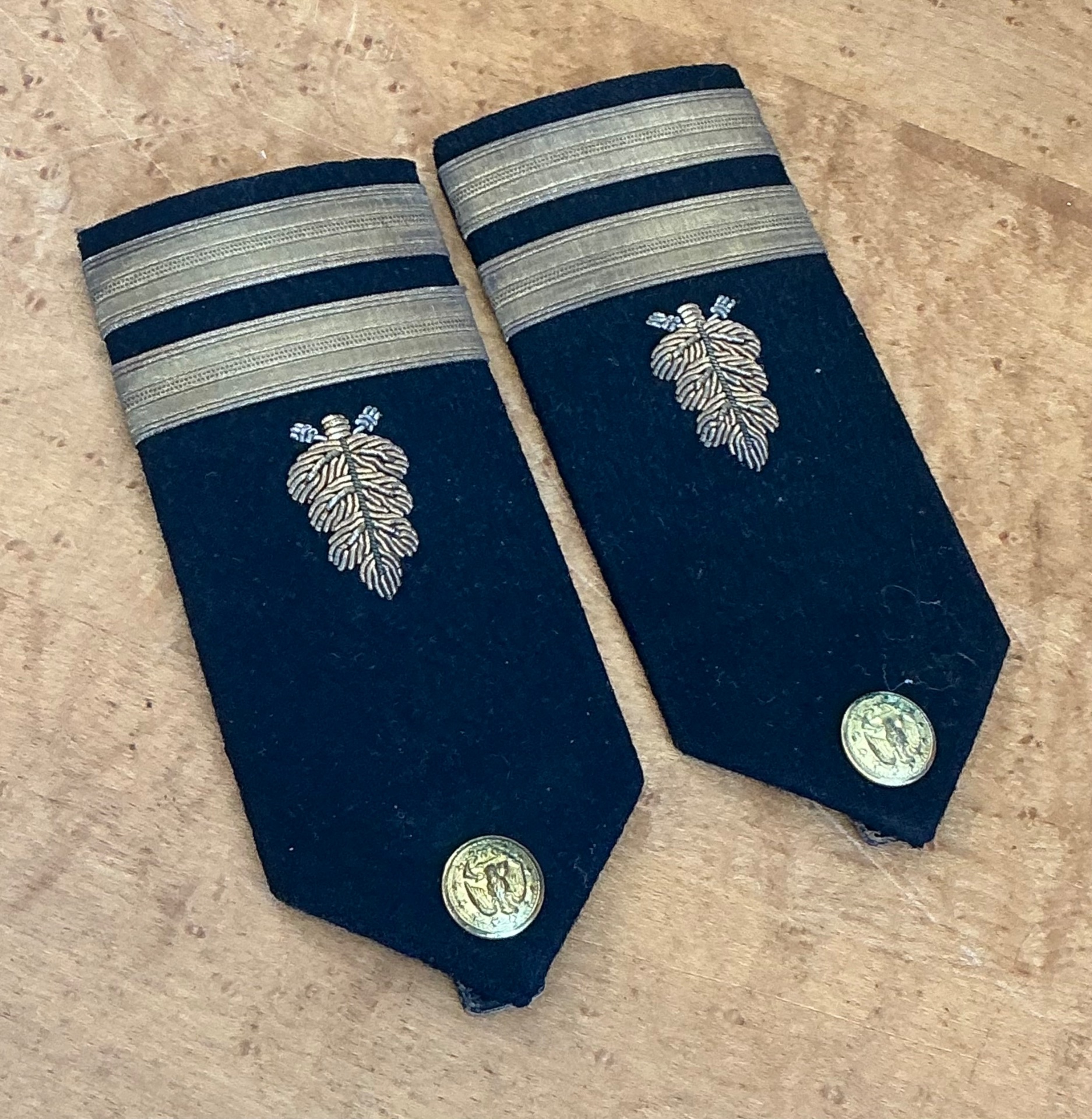 Vintage Navy Epaulettes with Gold Embroidery - Back view