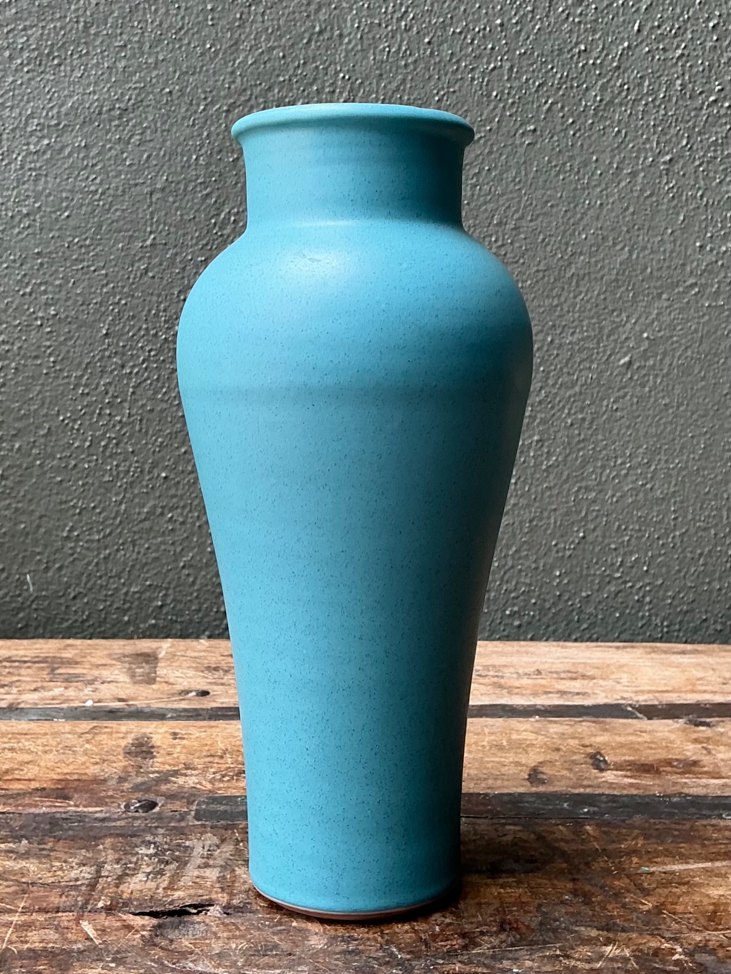 Vintage Studio Pottery Blue Vase - Back view