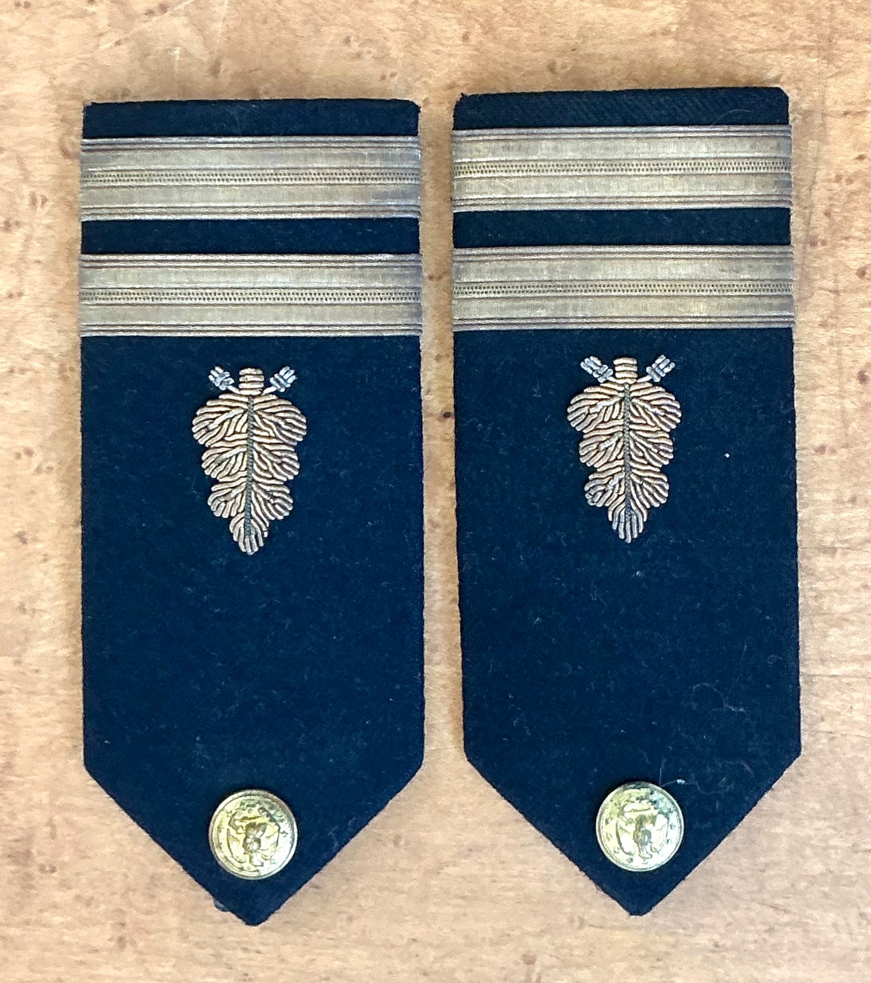 Vintage Navy Epaulettes with Gold Embroidery - Side view