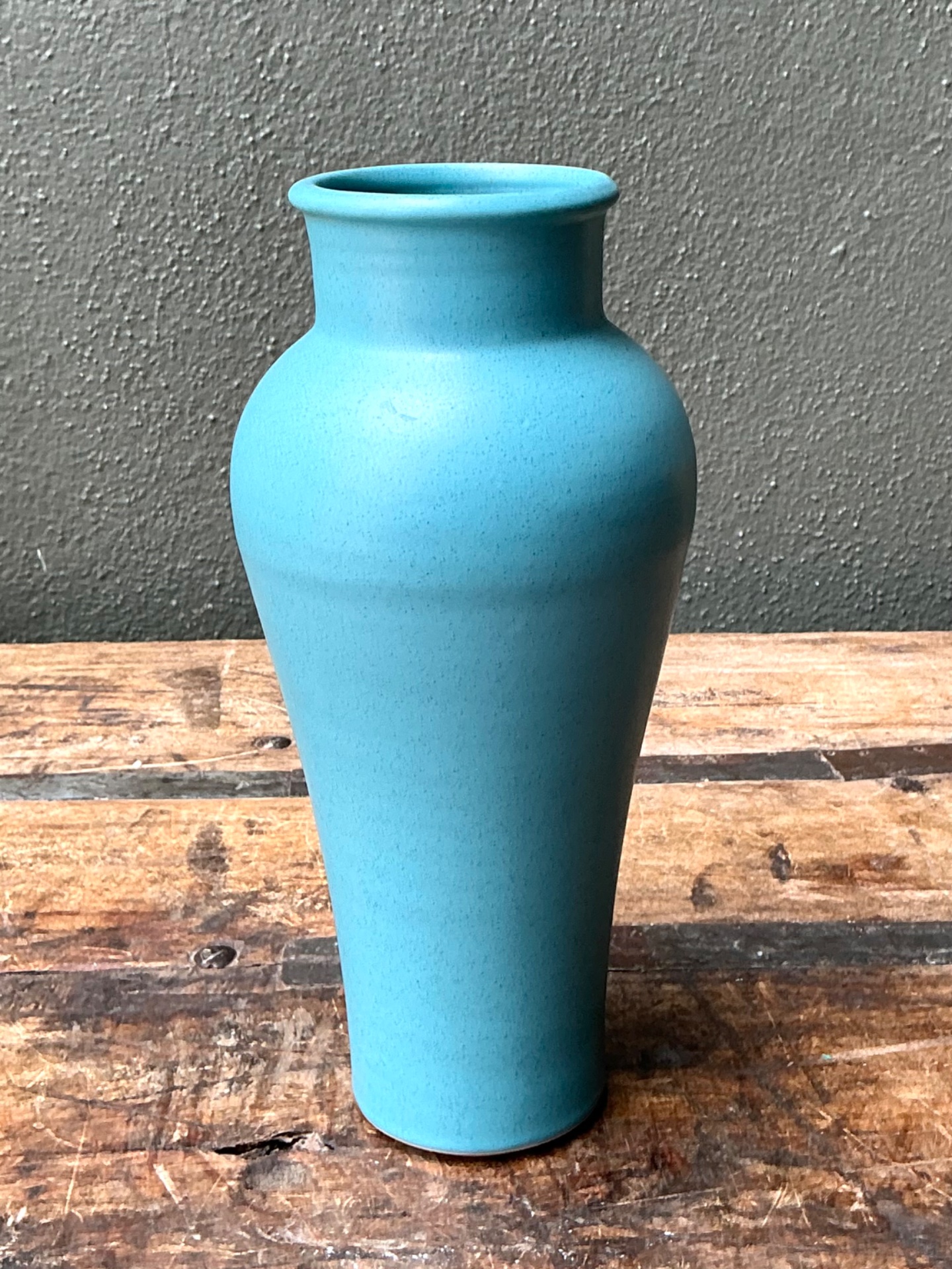 Vintage Studio Pottery Blue Vase - Top view