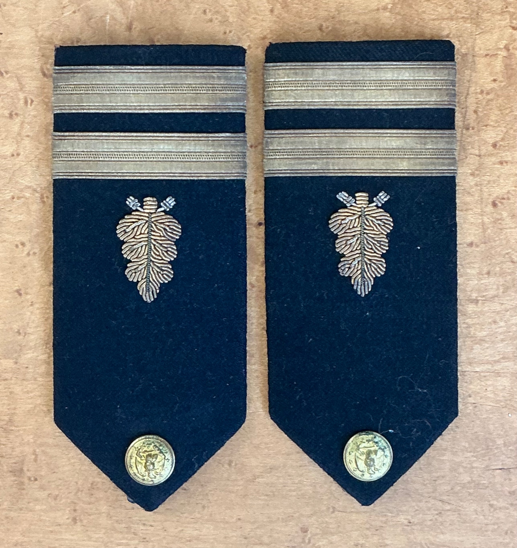 Vintage Navy Epaulettes with Gold Embroidery - Top view