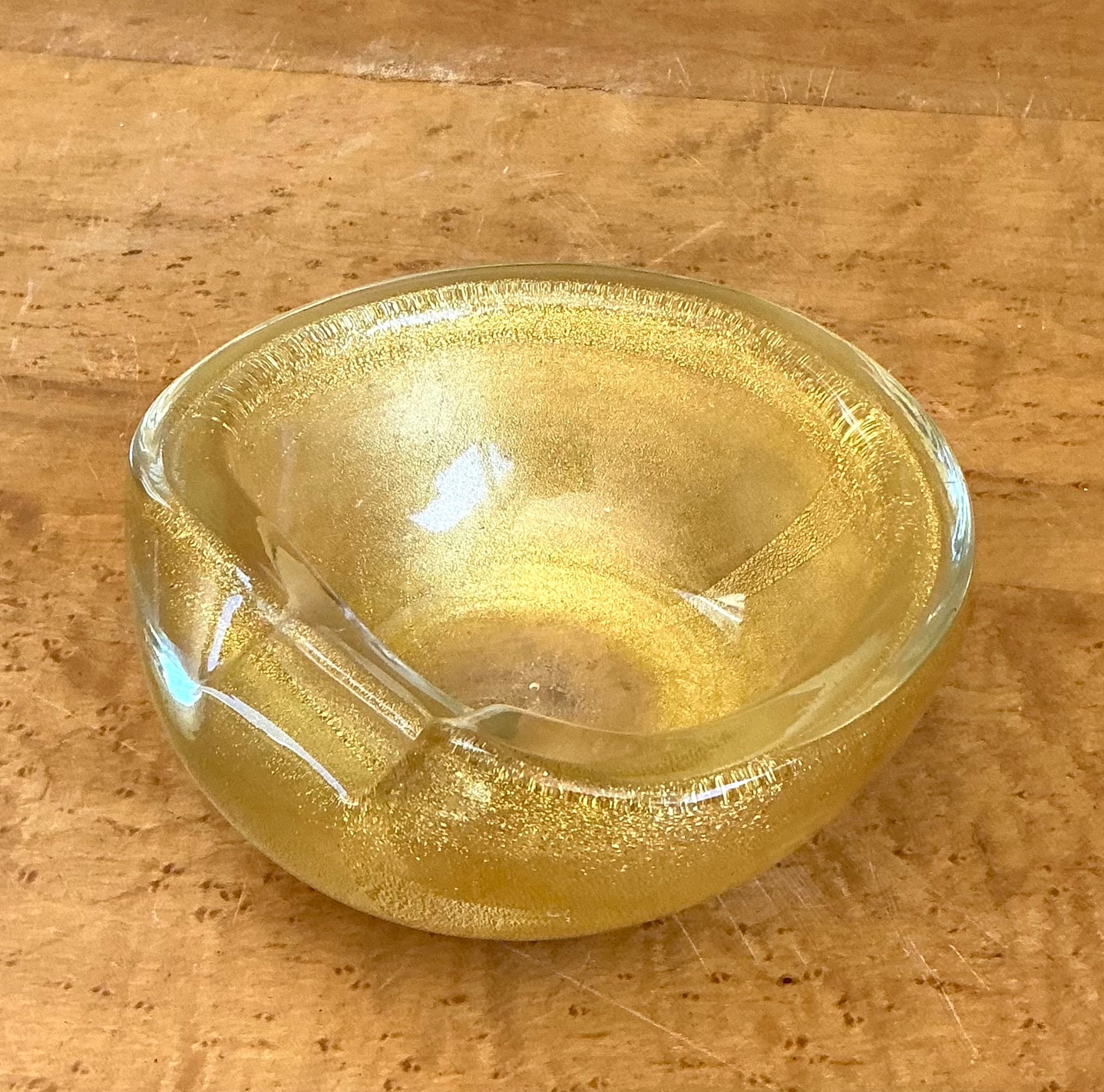 Vintage Murano Gold Flecked Glass Bowl - Back view