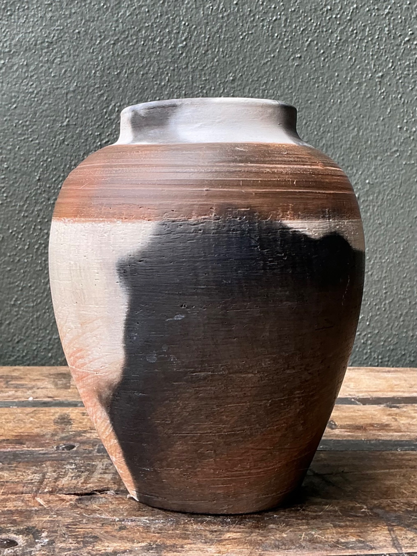 Vintage Studio Pottery Burnished Ceramic Vase - Back view