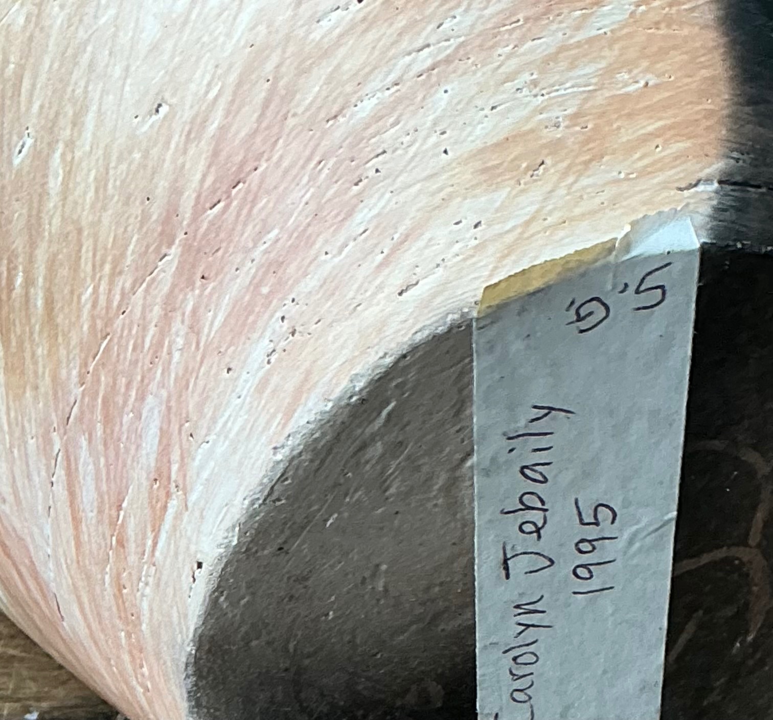 Vintage Studio Pottery Burnished Ceramic Vase - Detail view