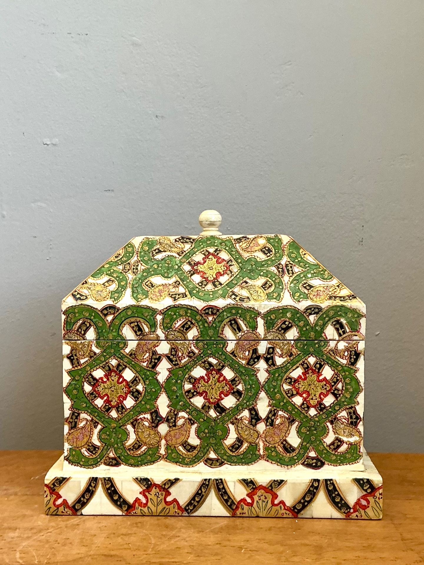 Vintage Inlay Stone Box - Top view