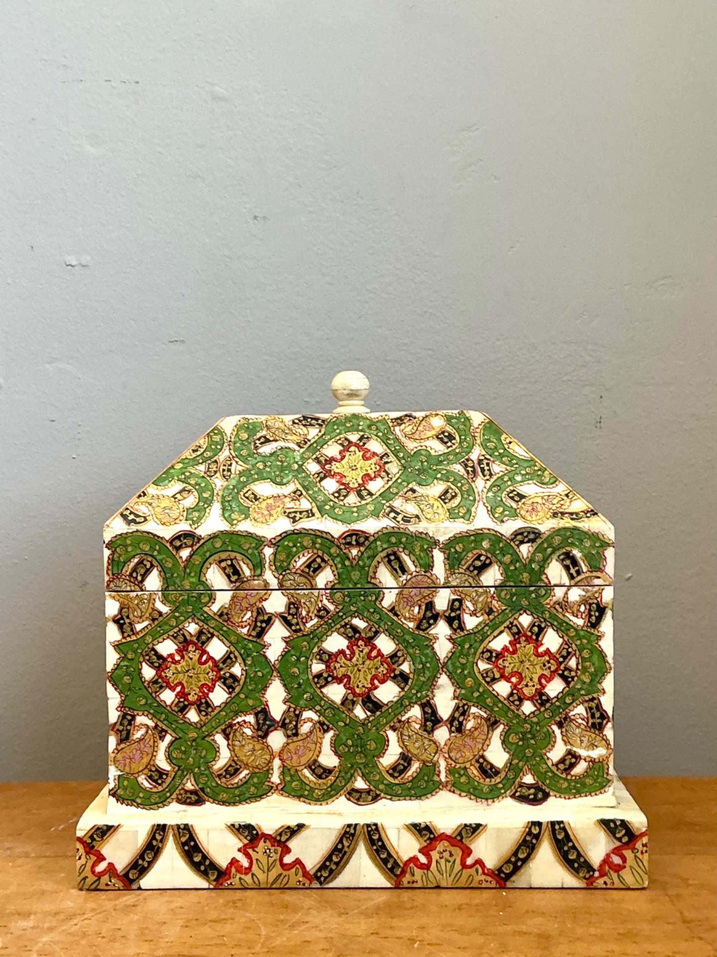 Vintage Inlay Stone Box - Side view