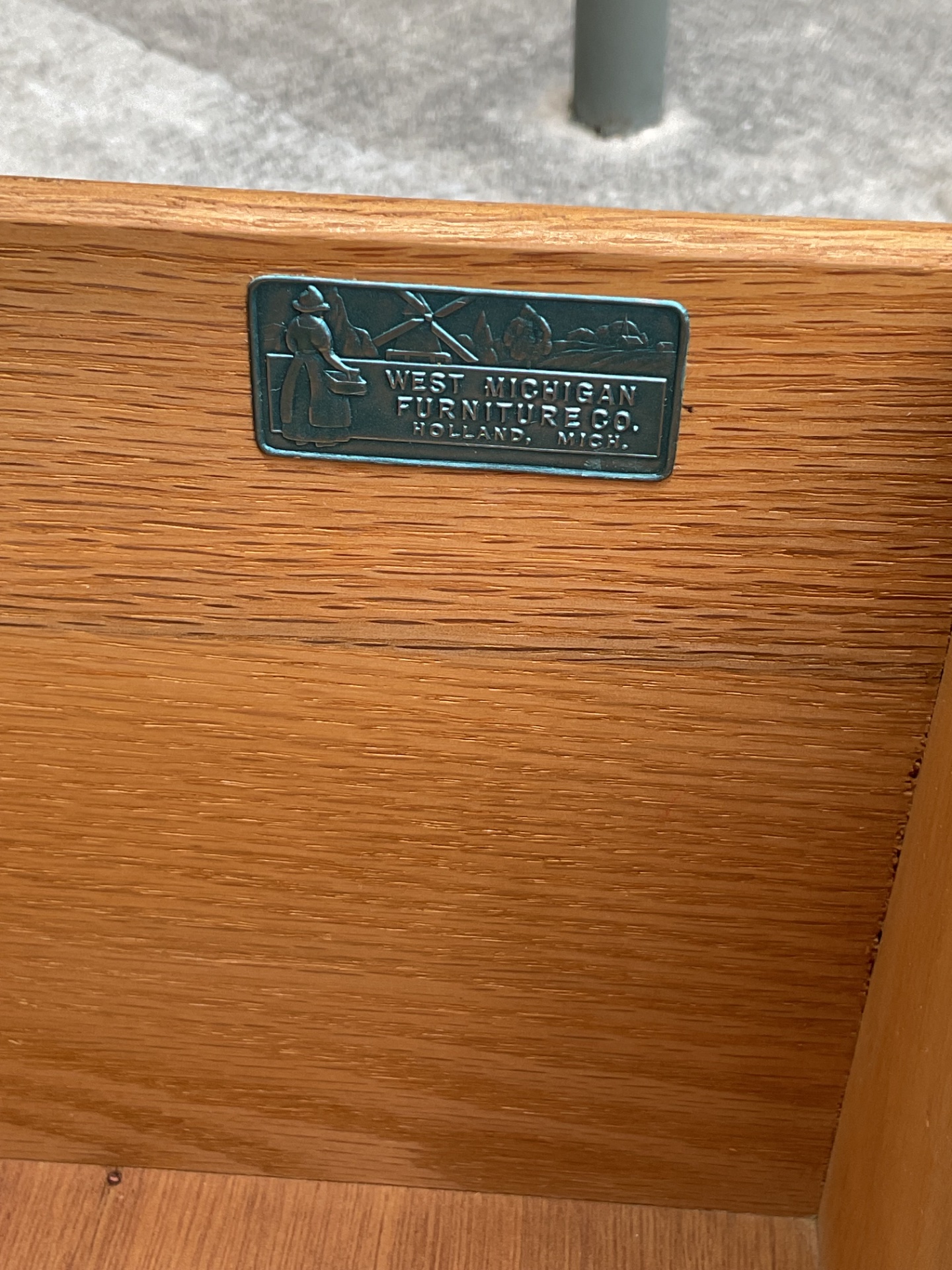 Vintage Brass Accented Campaign Dresser - Detail view