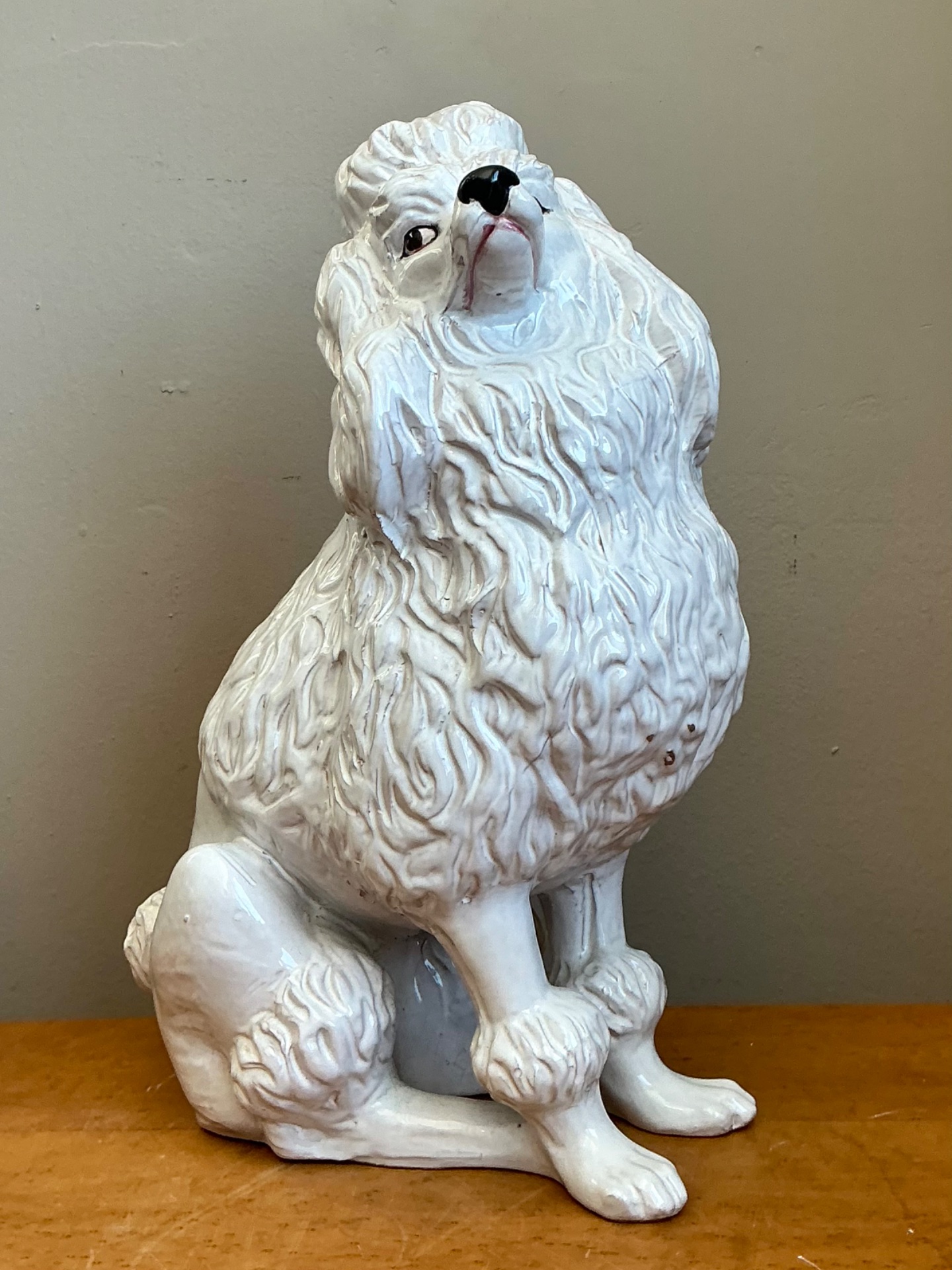 Vintage Italian White Ceramic Poodle Sculpture - Back view