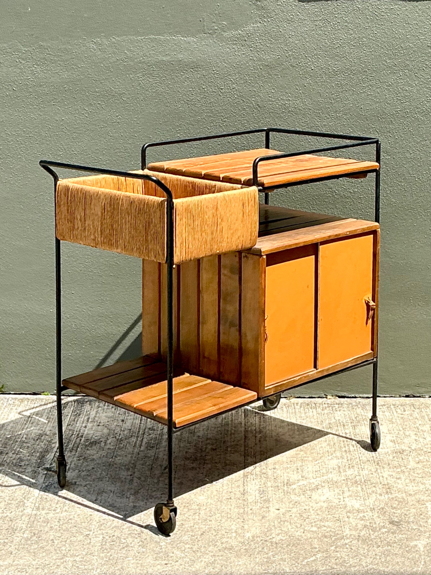 Vintage Mid-Century Modern Bar Cart - Side view