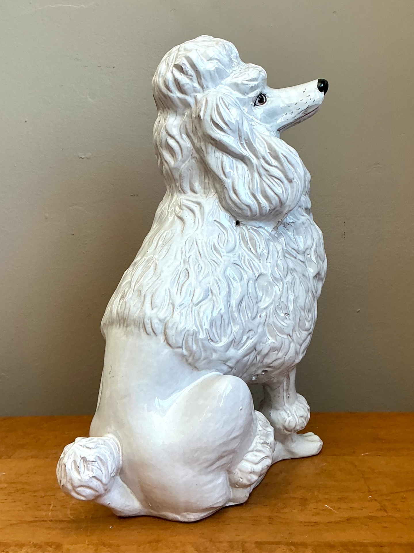 Vintage Italian White Ceramic Poodle Sculpture - Top view