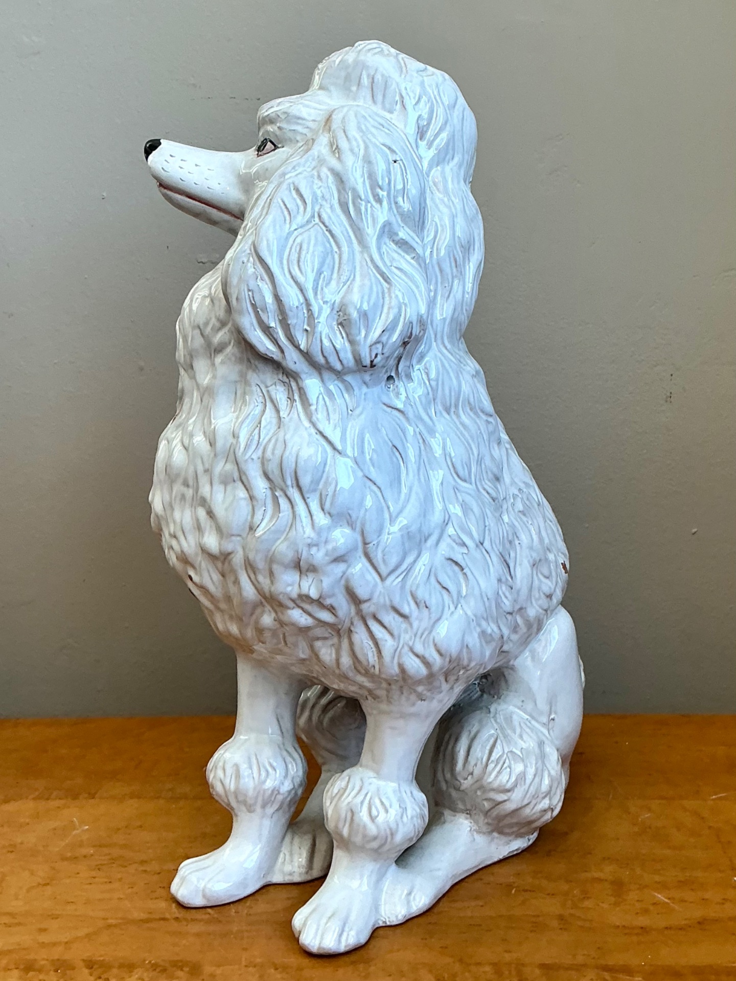 Vintage Italian White Ceramic Poodle Sculpture - Top view