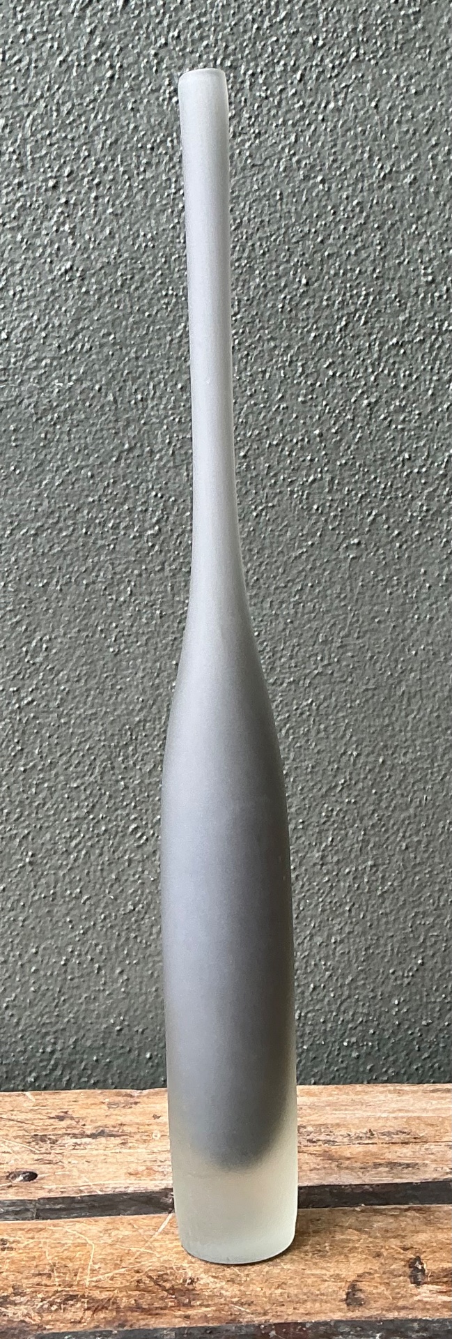 Vintage Tall Frosted Glass Vase - Side view