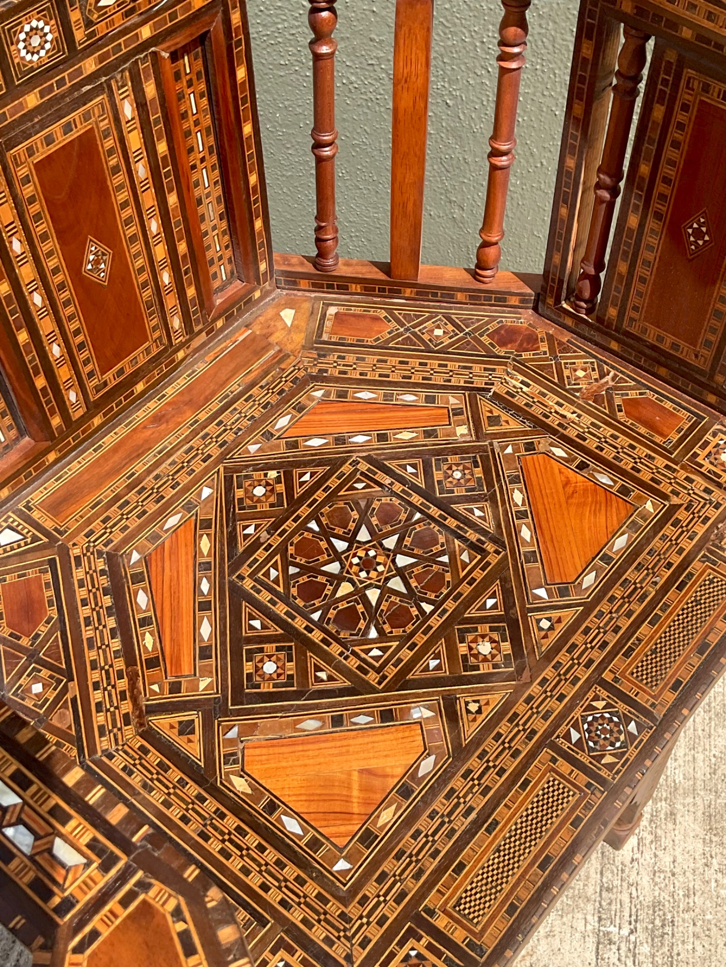 Vintage Syrian Inlaid Wood Chairs - A Pair - Top view