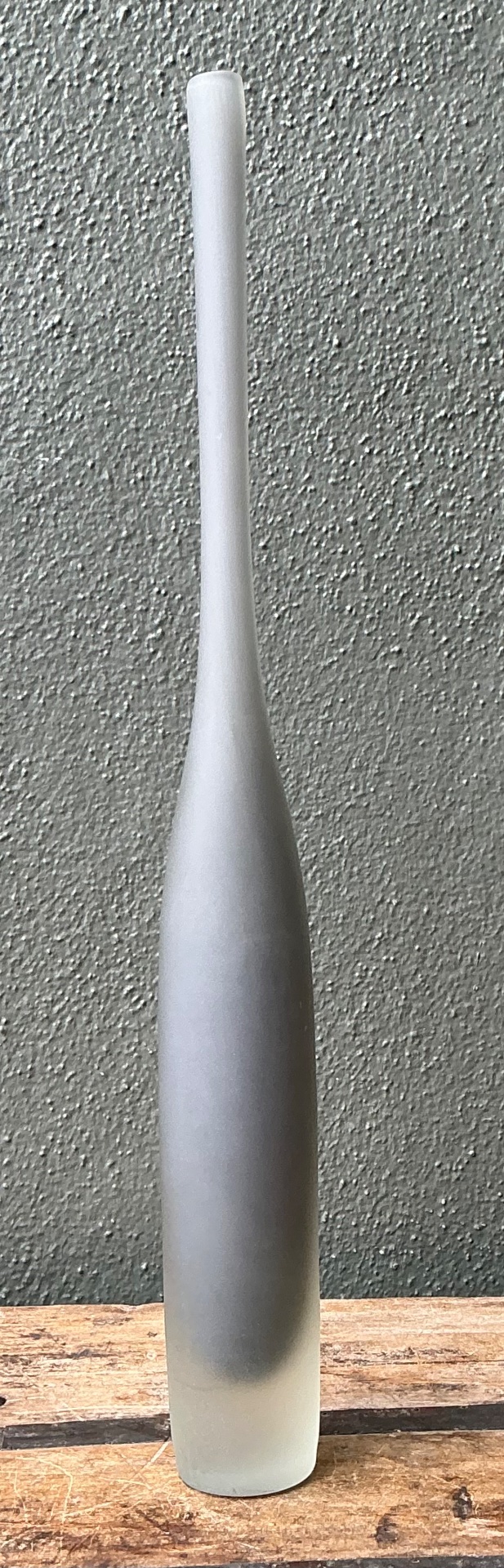 Vintage Tall Frosted Glass Vase - Back view