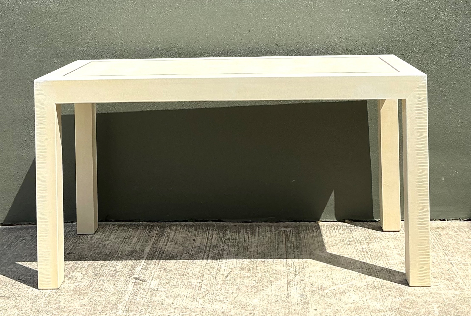 Vintage Snake Skin and Wood Console Table - Side view