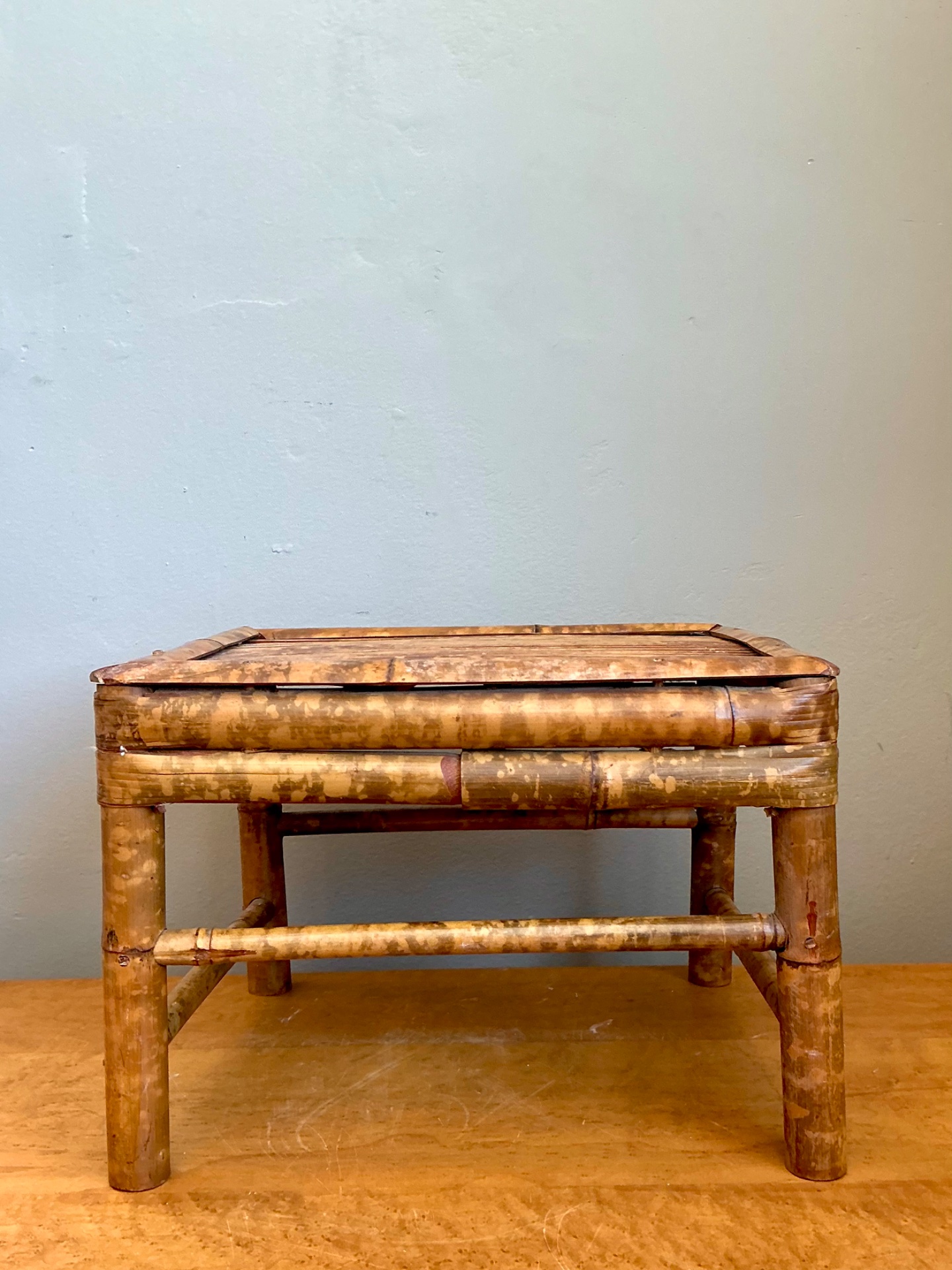 Vintage Rattan Accent Table - Side view