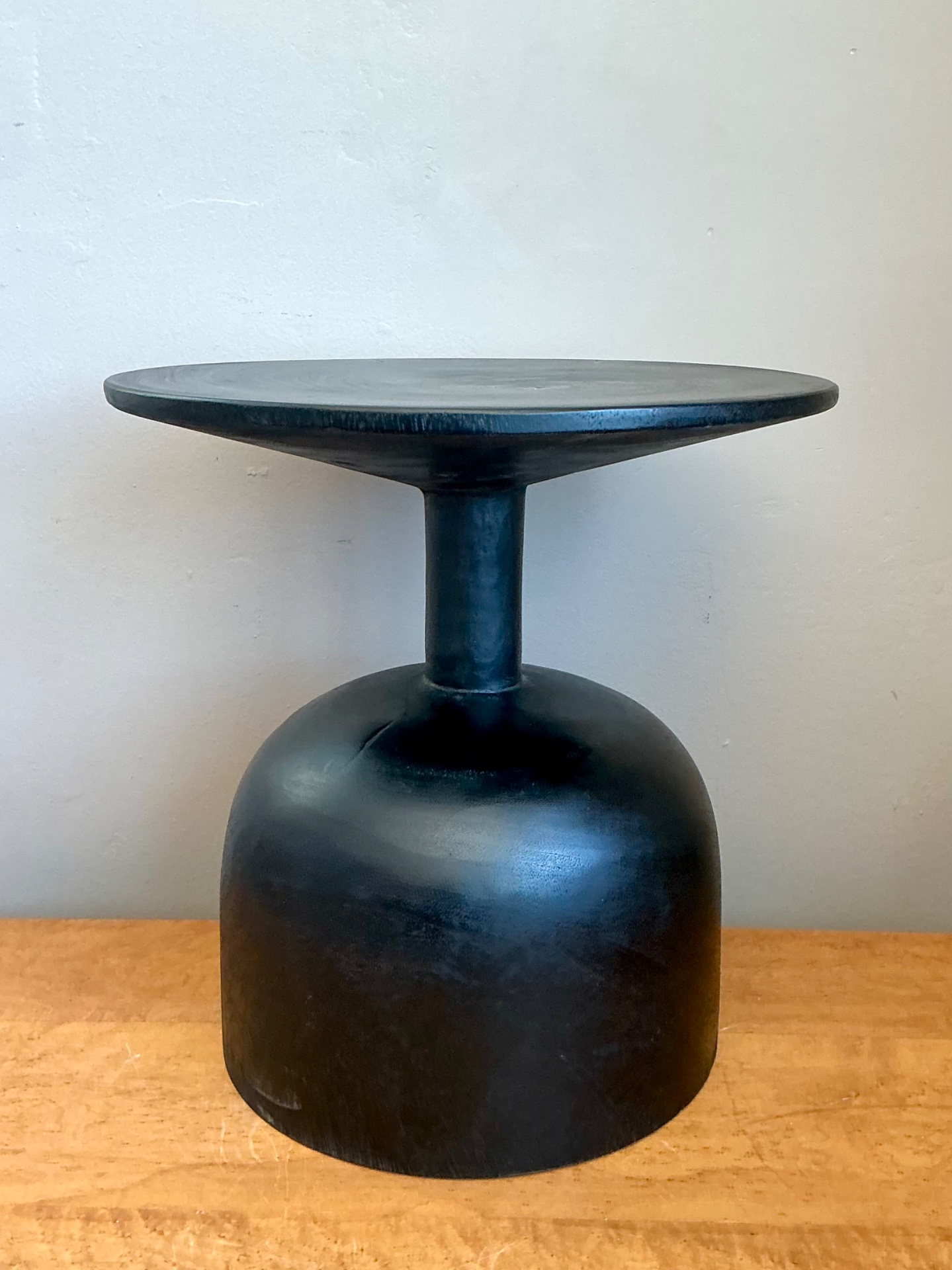 Vintage Modernist Black Wood Accent Table - Back view