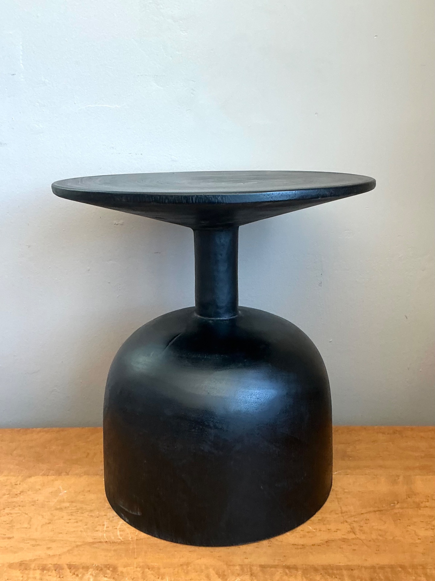 Vintage Modernist Black Wood Accent Table - Detail view