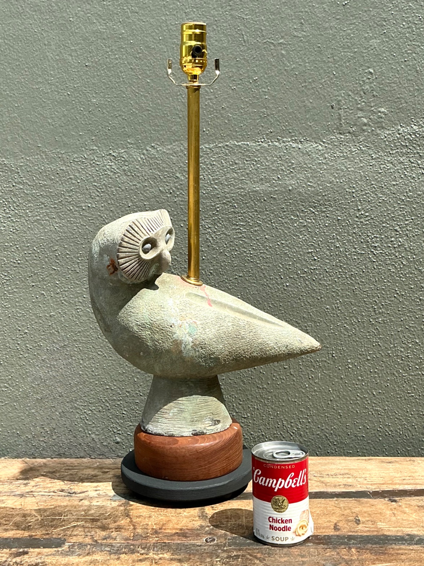 Vintage Ceramic Owl Sculpture Lamp - Top view