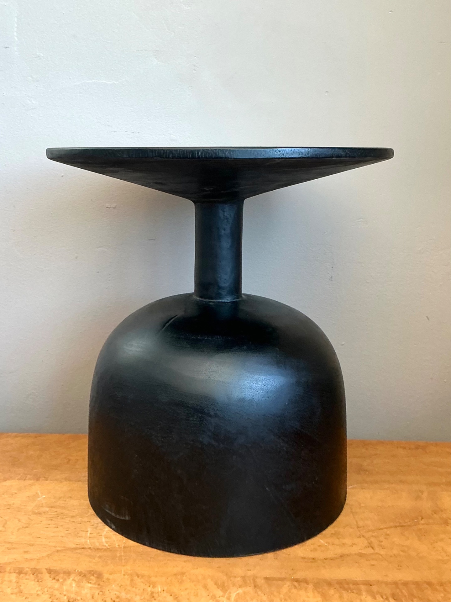 Vintage Modernist Black Wood Accent Table - Top view
