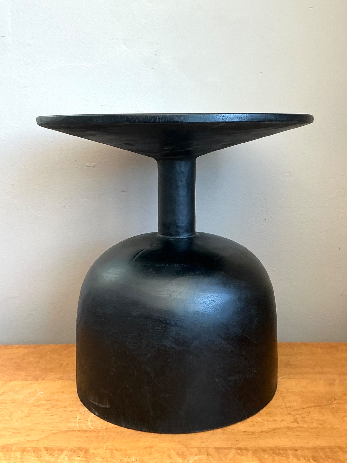 Vintage Modernist Black Wood Accent Table - Side view