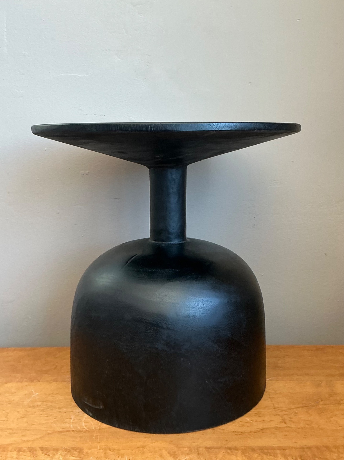 Vintage Modernist Black Wood Accent Table - Top view