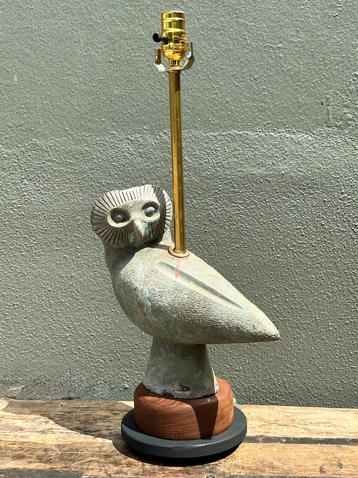 Vintage Ceramic Owl Sculpture Lamp - Side view
