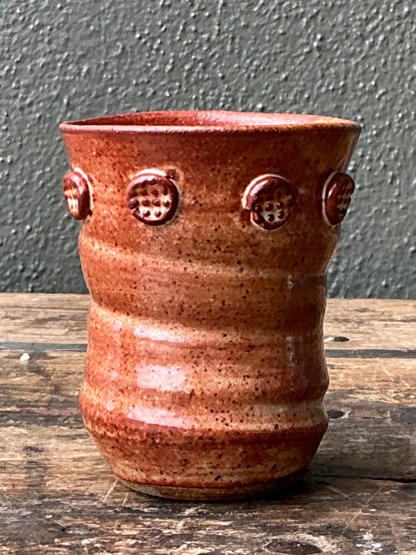 Vintage Studio Pottery Textured Ceramic Vase - Back view