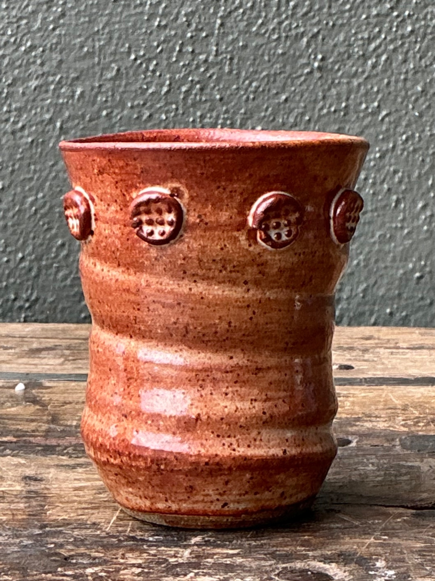 Vintage Studio Pottery Textured Ceramic Vase - Side view