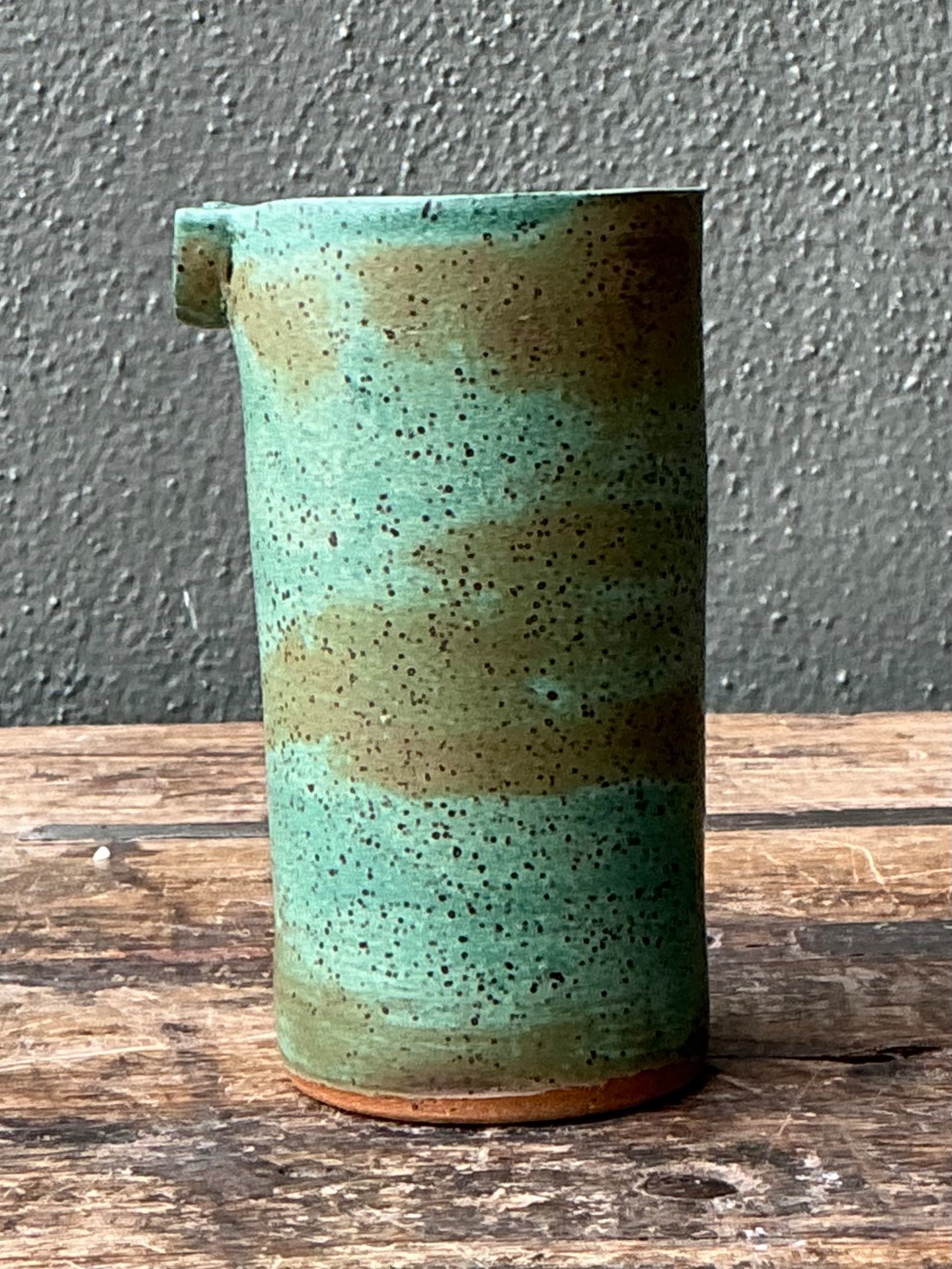Vintage Green Spout Ceramic Vase - Back view