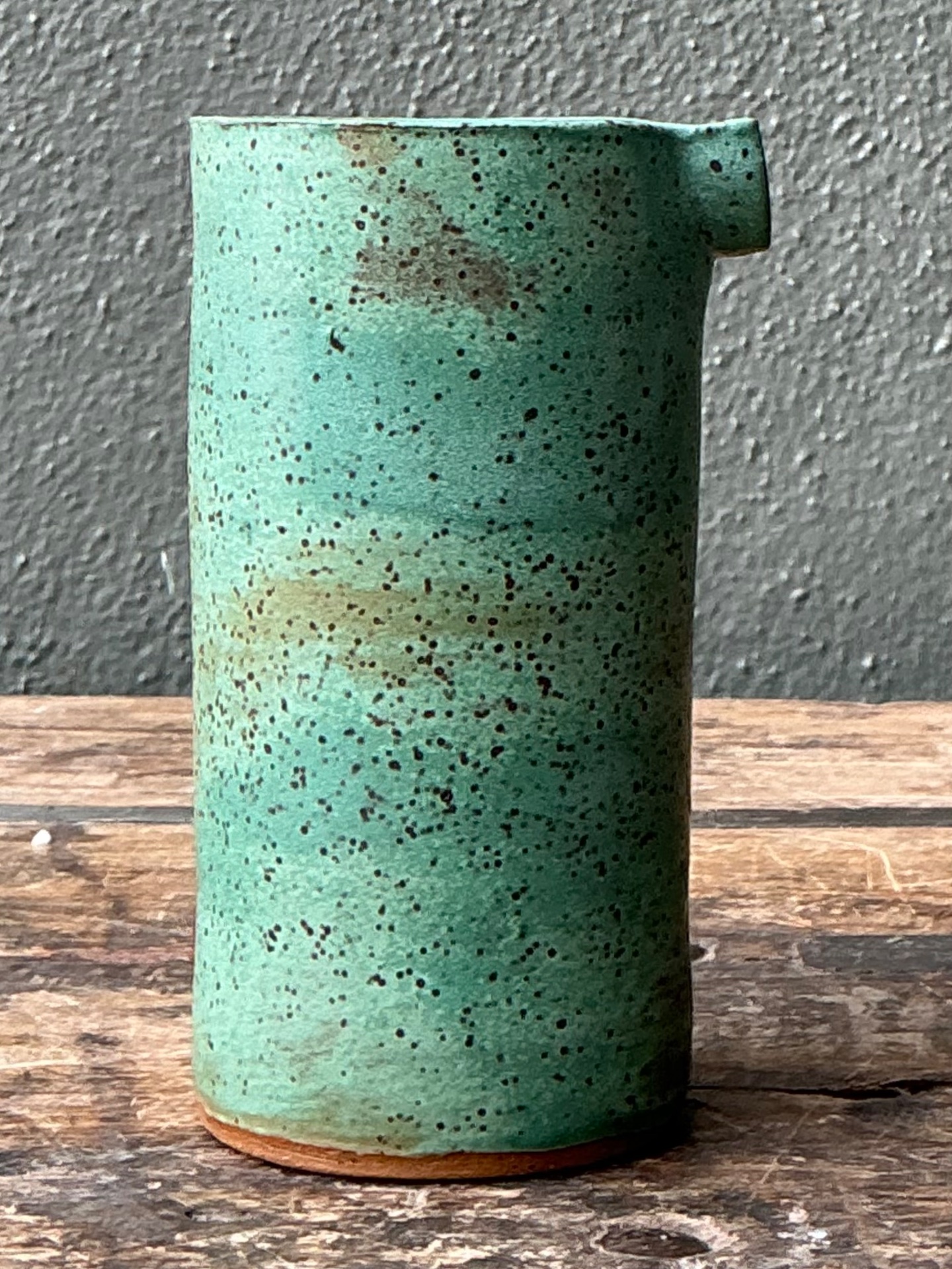 Vintage Green Spout Ceramic Vase - Detail view