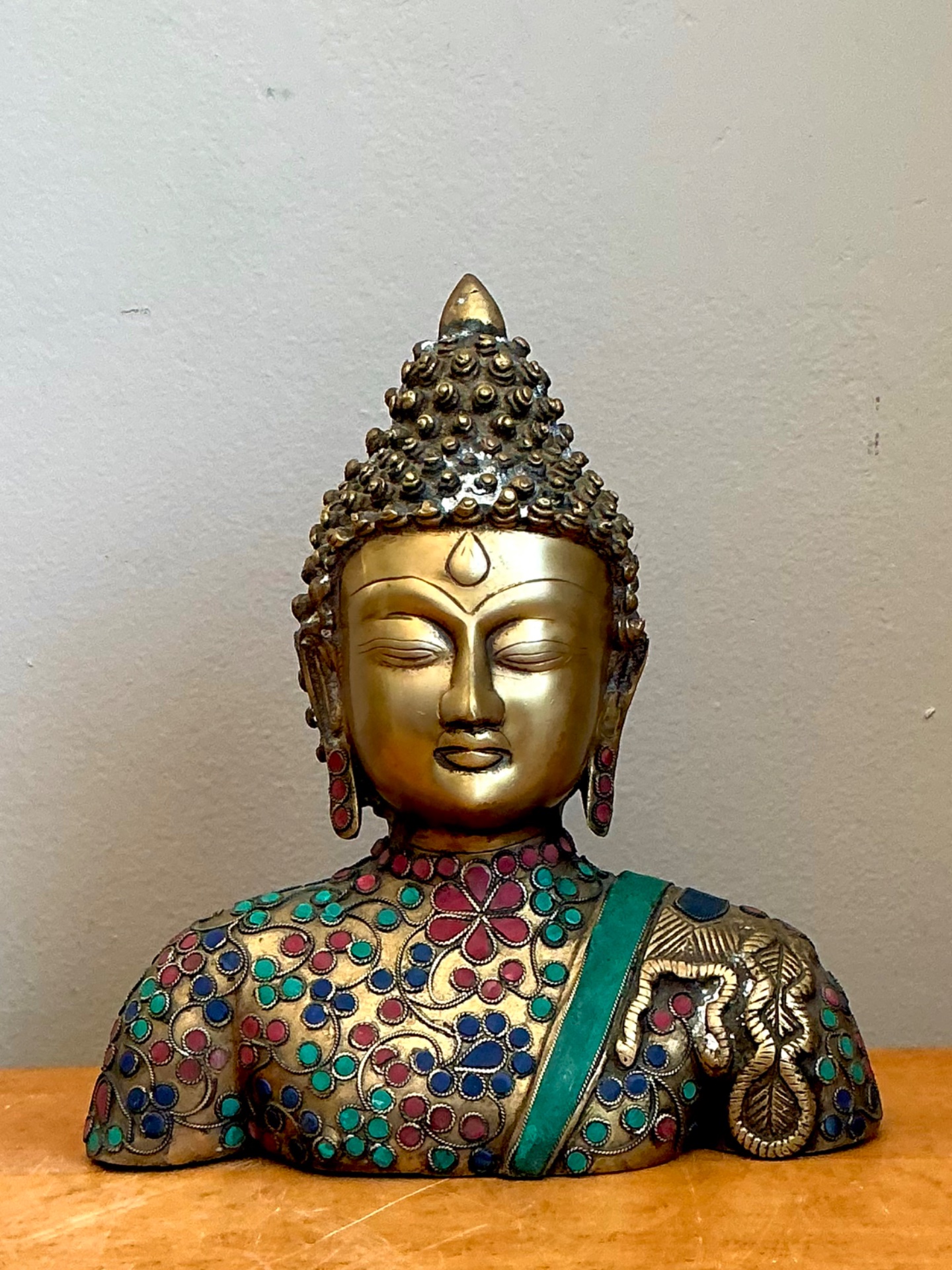 Vintage Stone Inlay Buddah - Back view