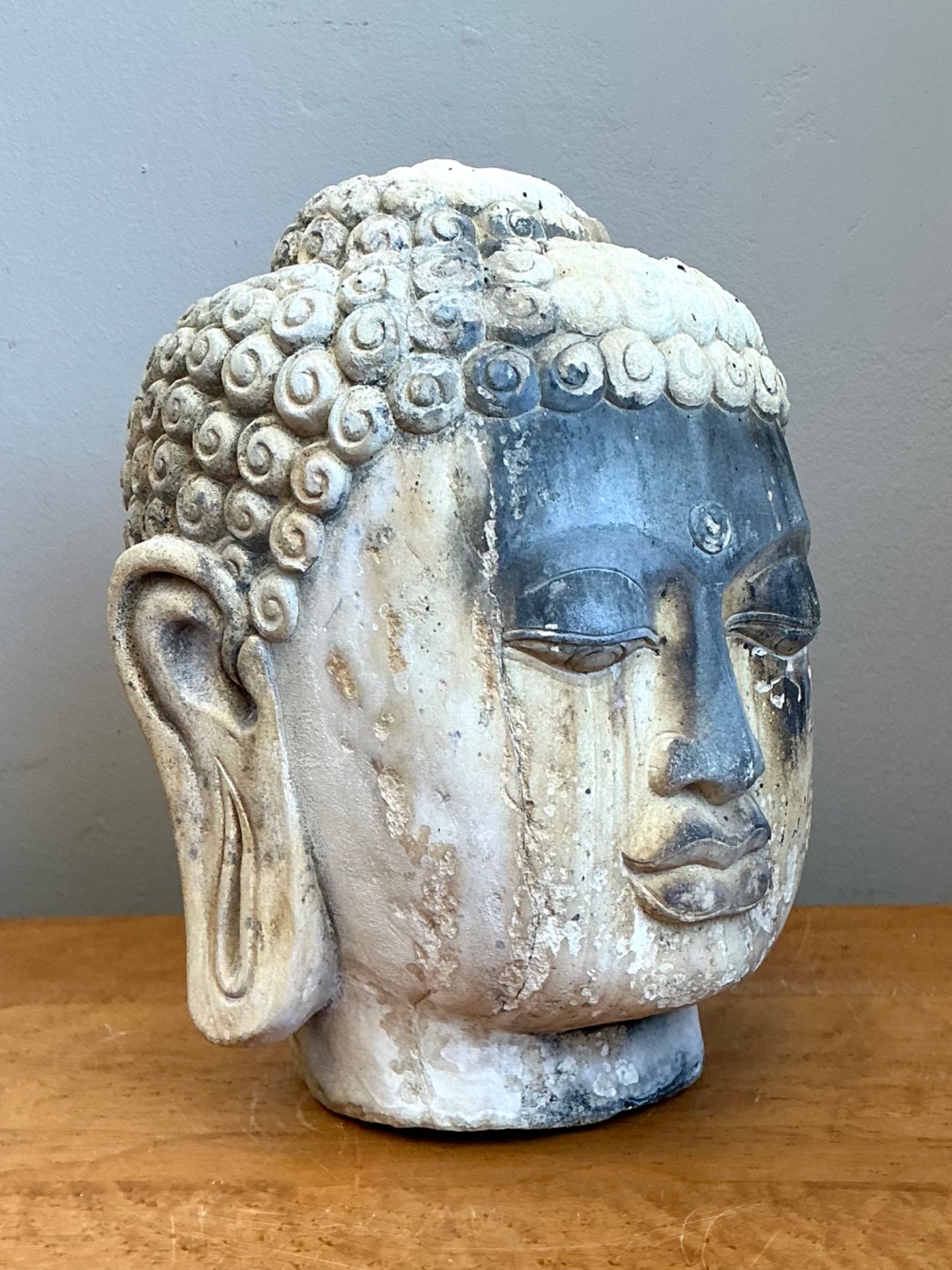 Vintage Buddha Head Sculpture - Side view