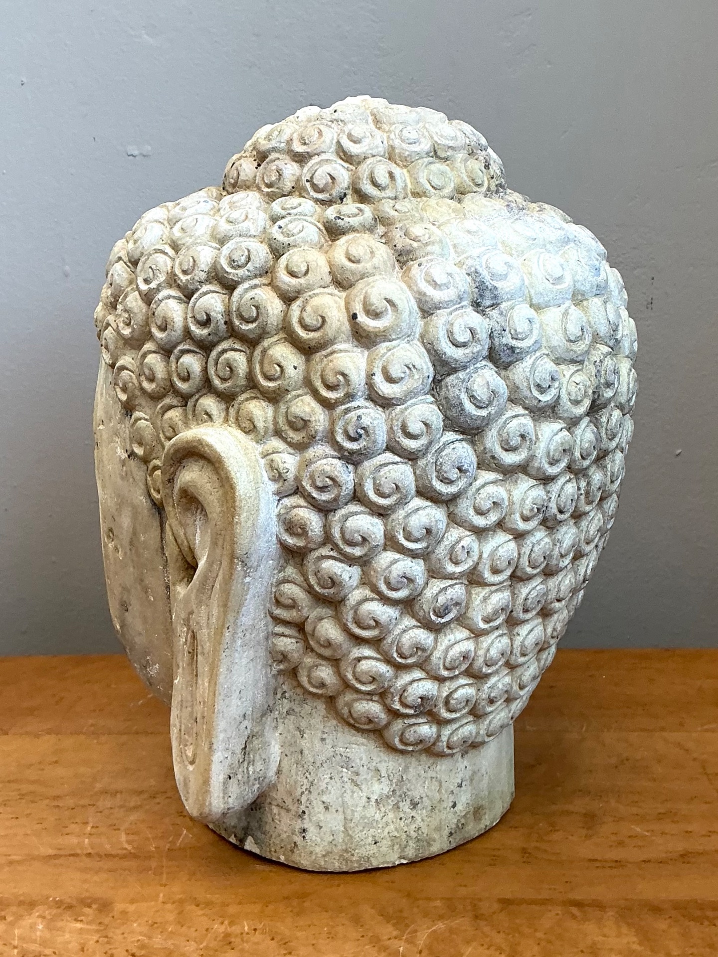 Vintage Buddha Head Sculpture - Top view
