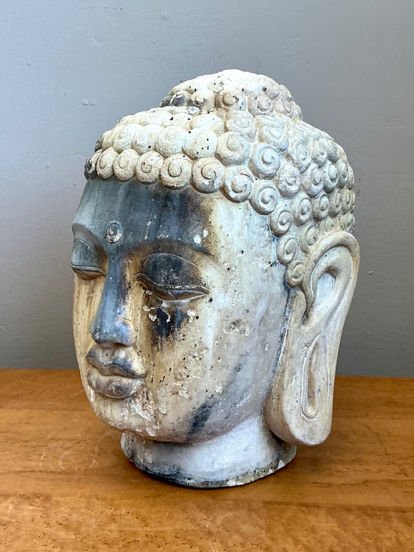 Vintage Buddha Head Sculpture - Back view