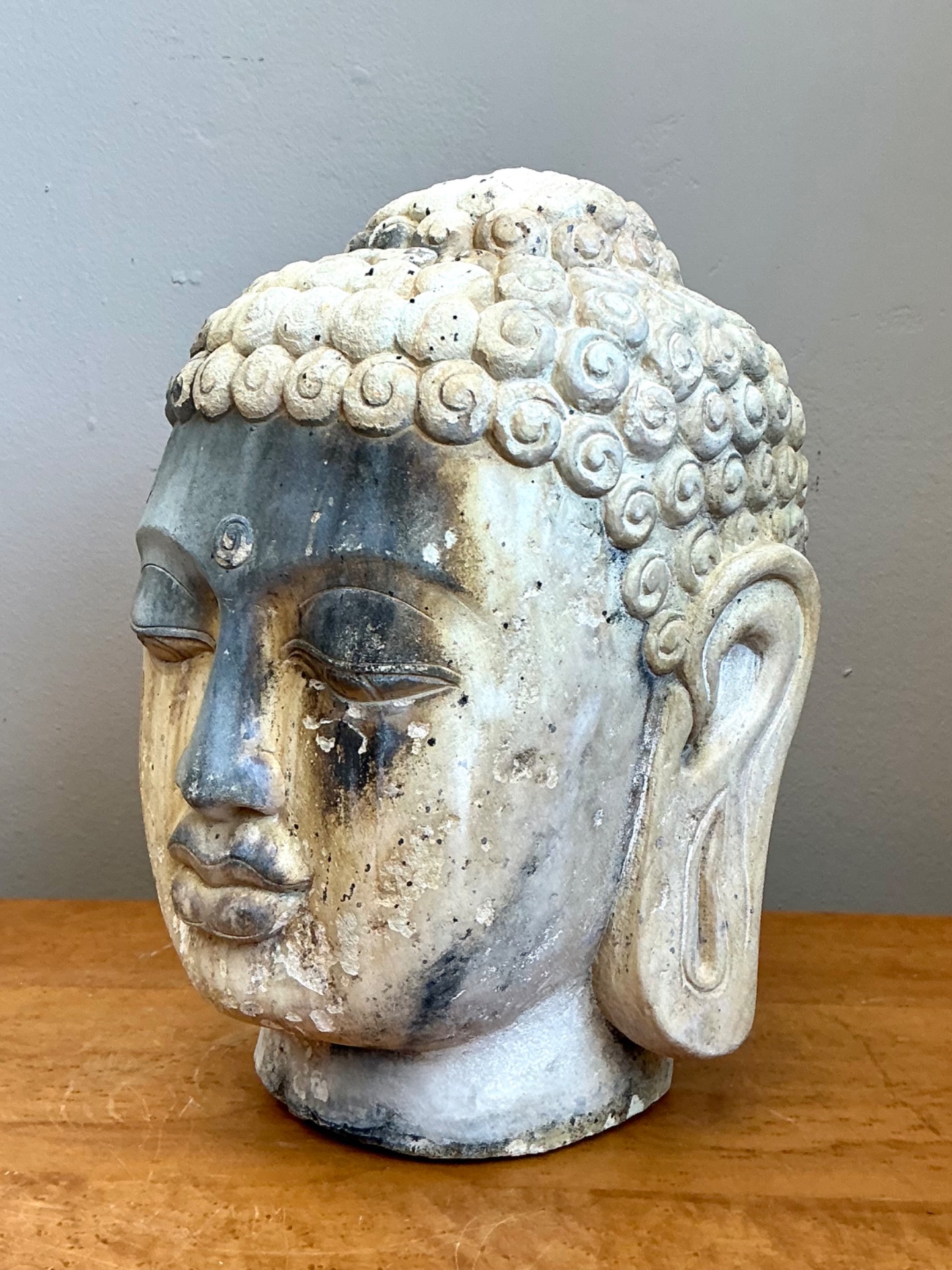Vintage Buddha Head Sculpture - Back view